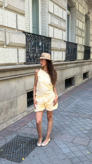Light Yellow Linen Shorts