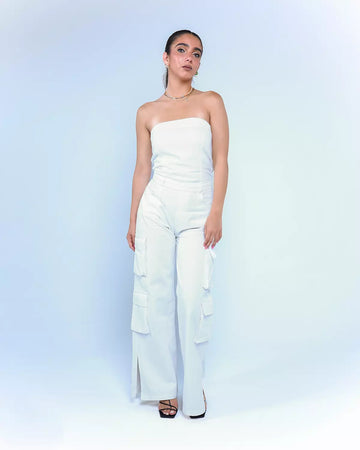 white bandeau jumpsuit