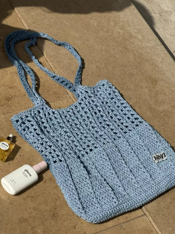 sky blue corchet bag