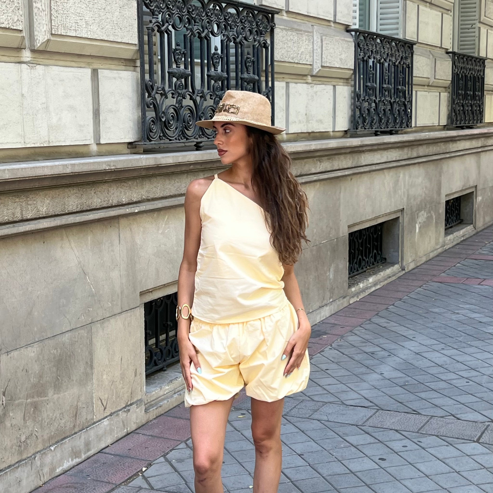 Light Yellow Linen Shorts