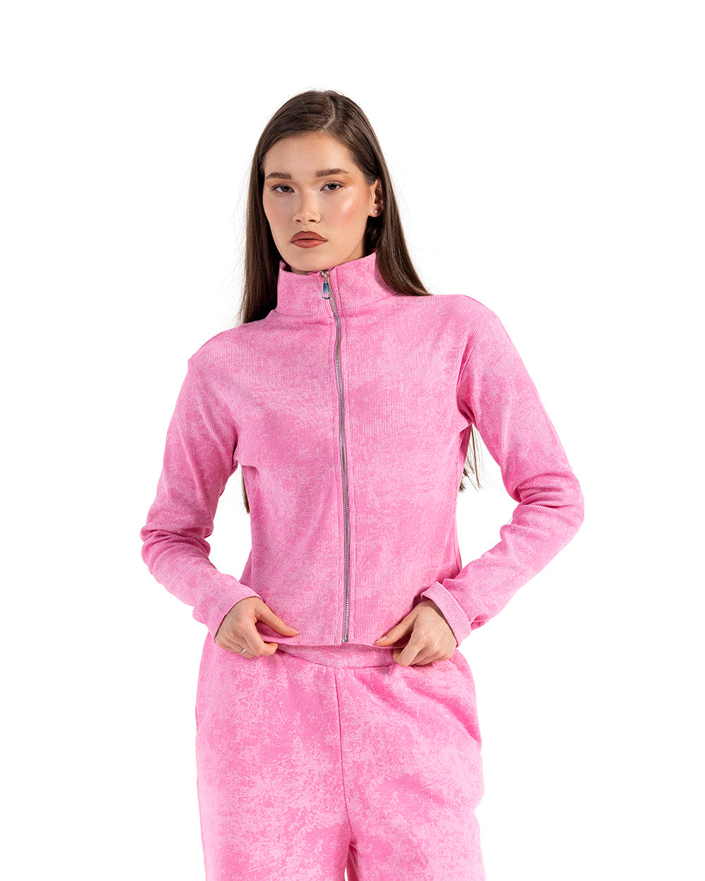 rose tie dye zipper jacket