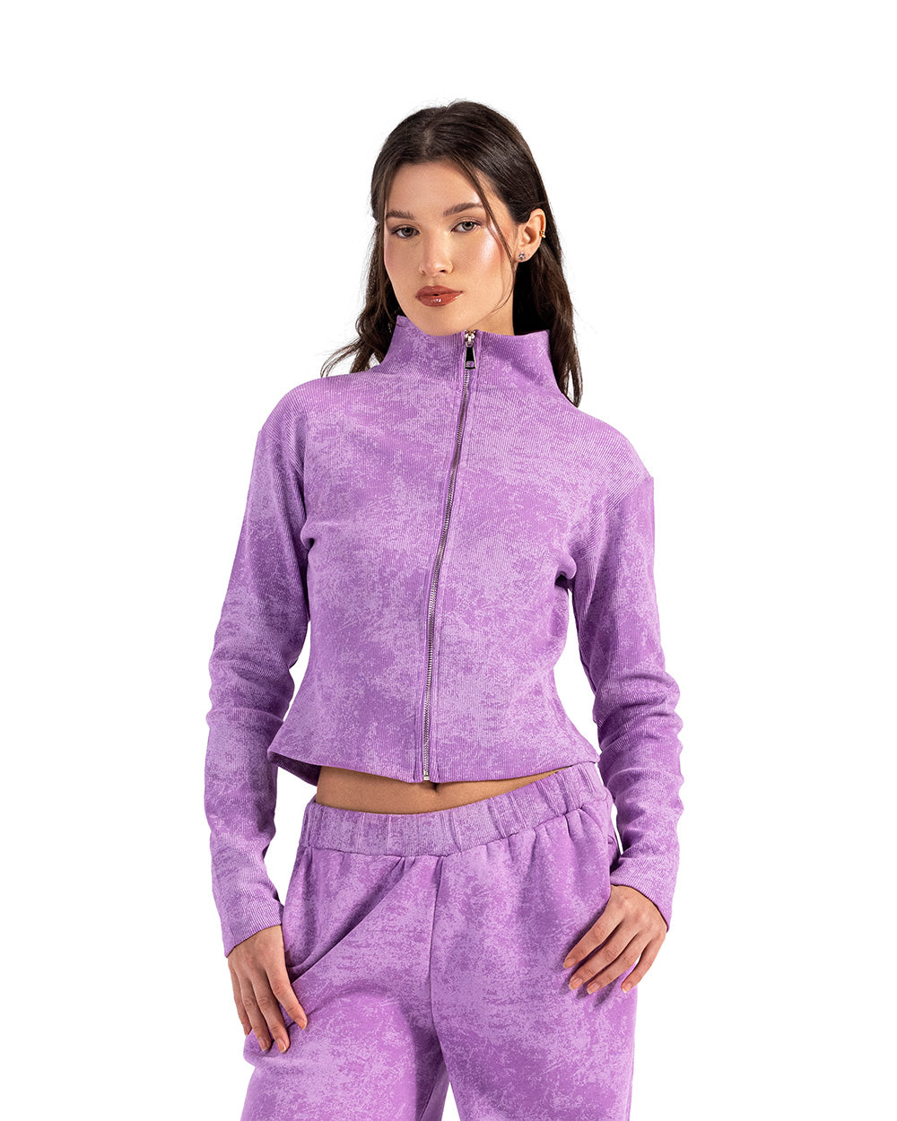 pale mauve tie dye zipper jacket