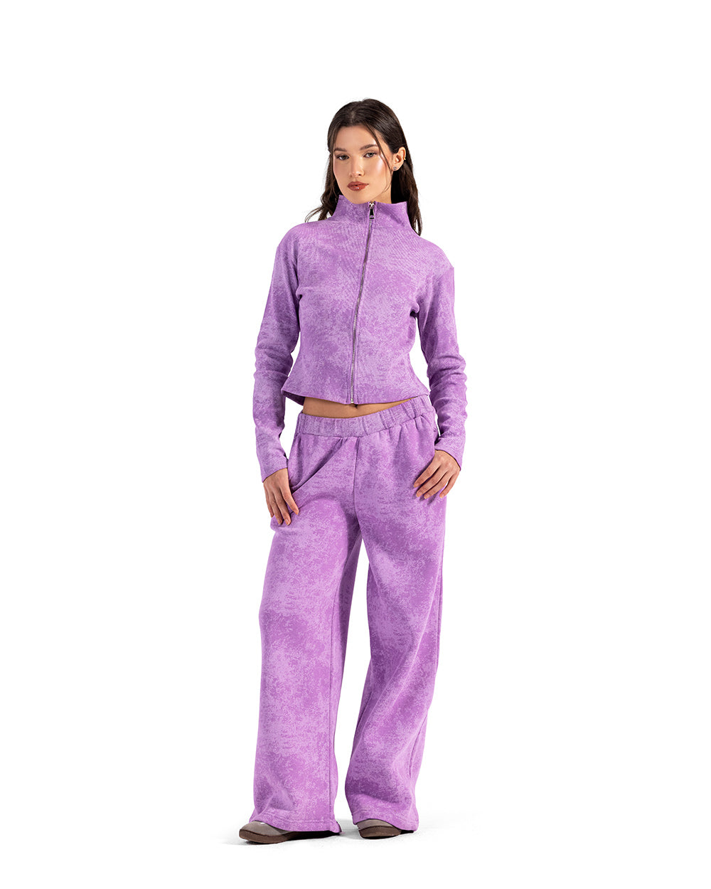 pale mauve tie dye zipper jacket