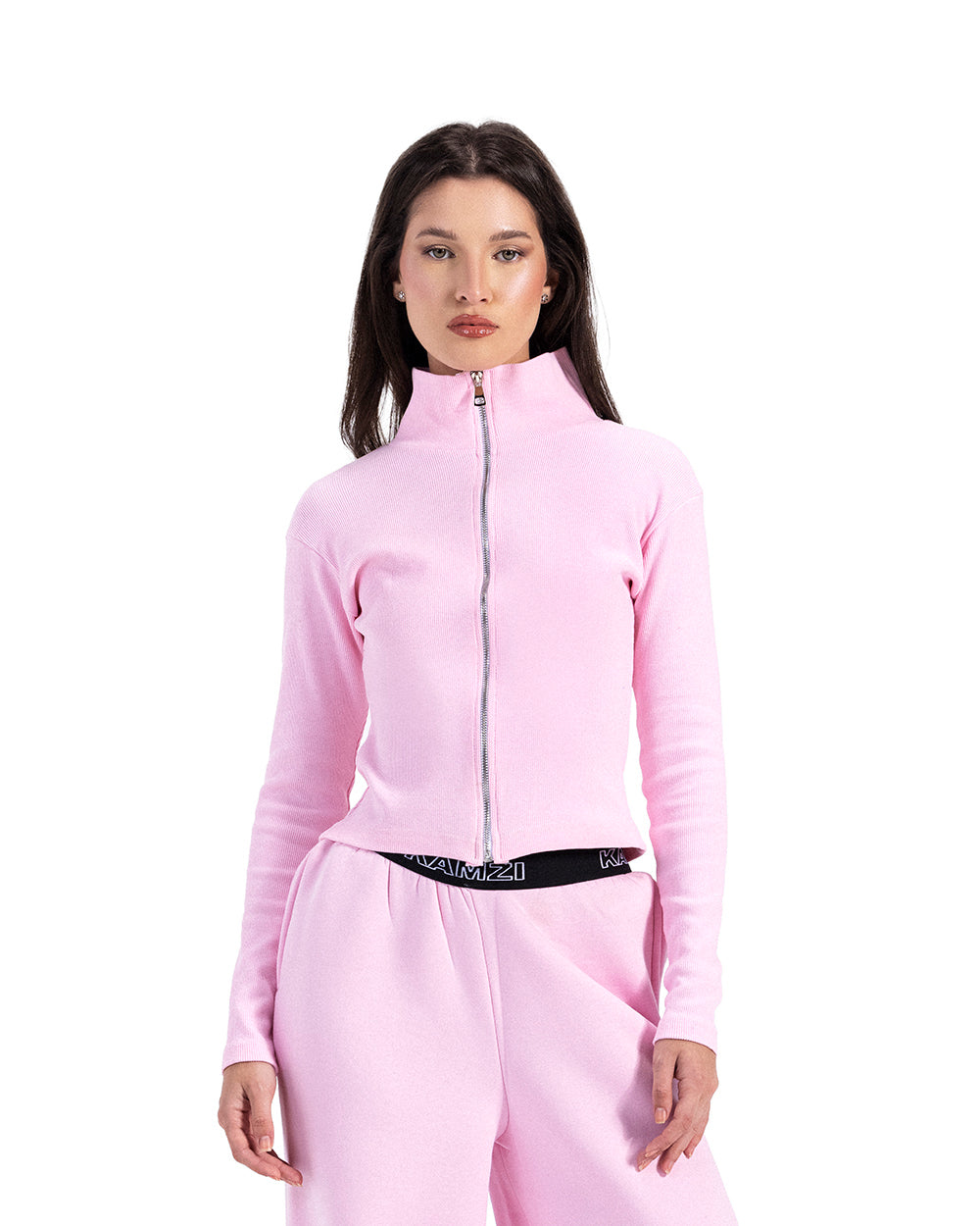 baby pink zipper jacket