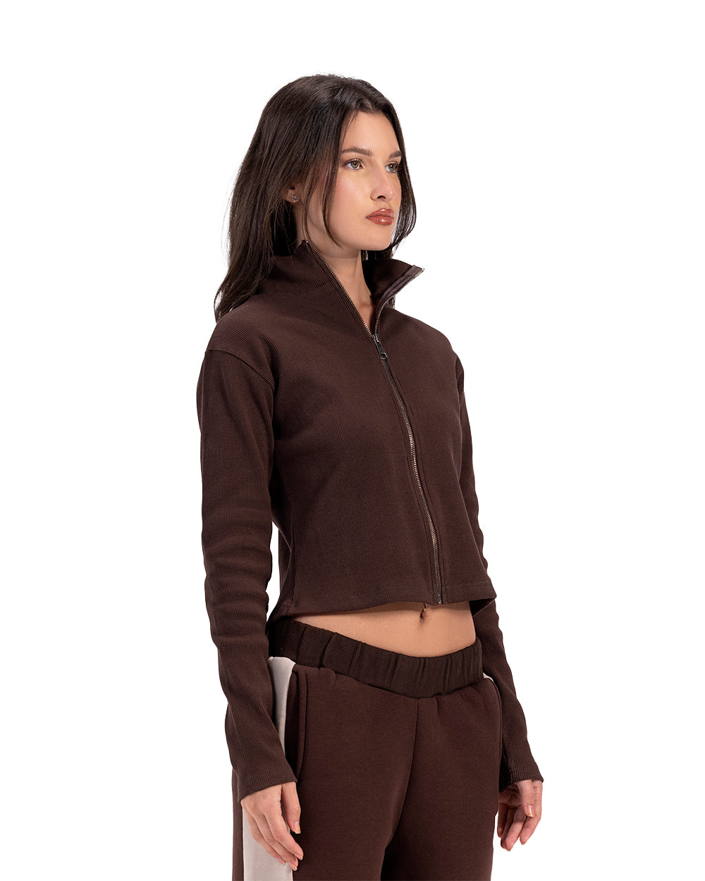 dark brown zipper jacket