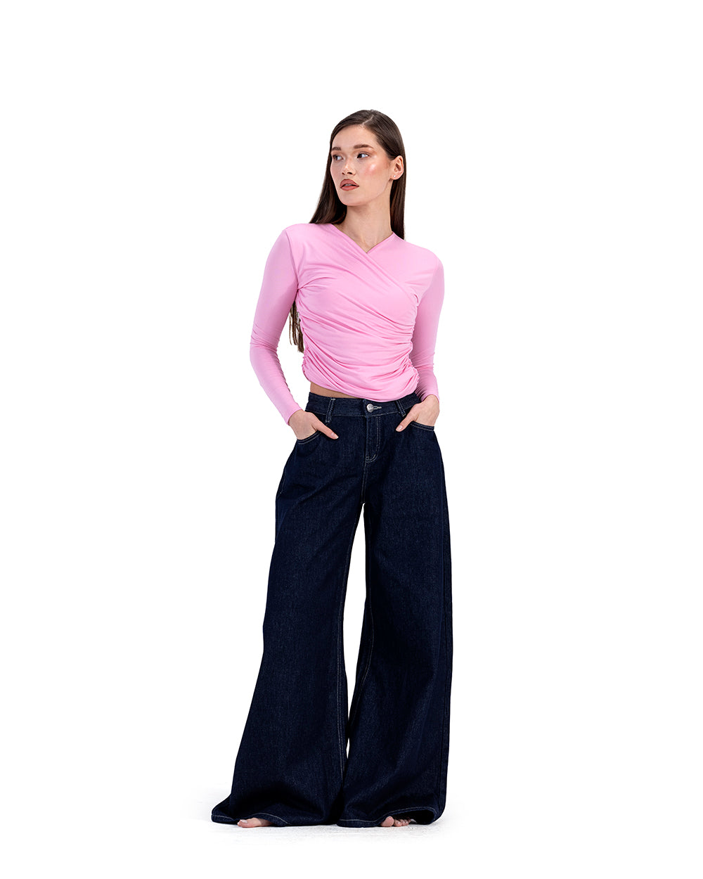 baby pink ruched top
