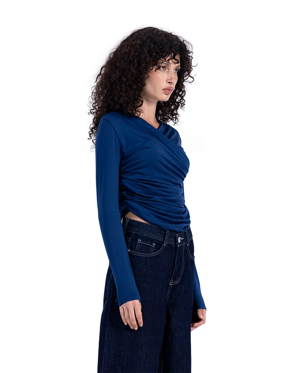 navy ruched top