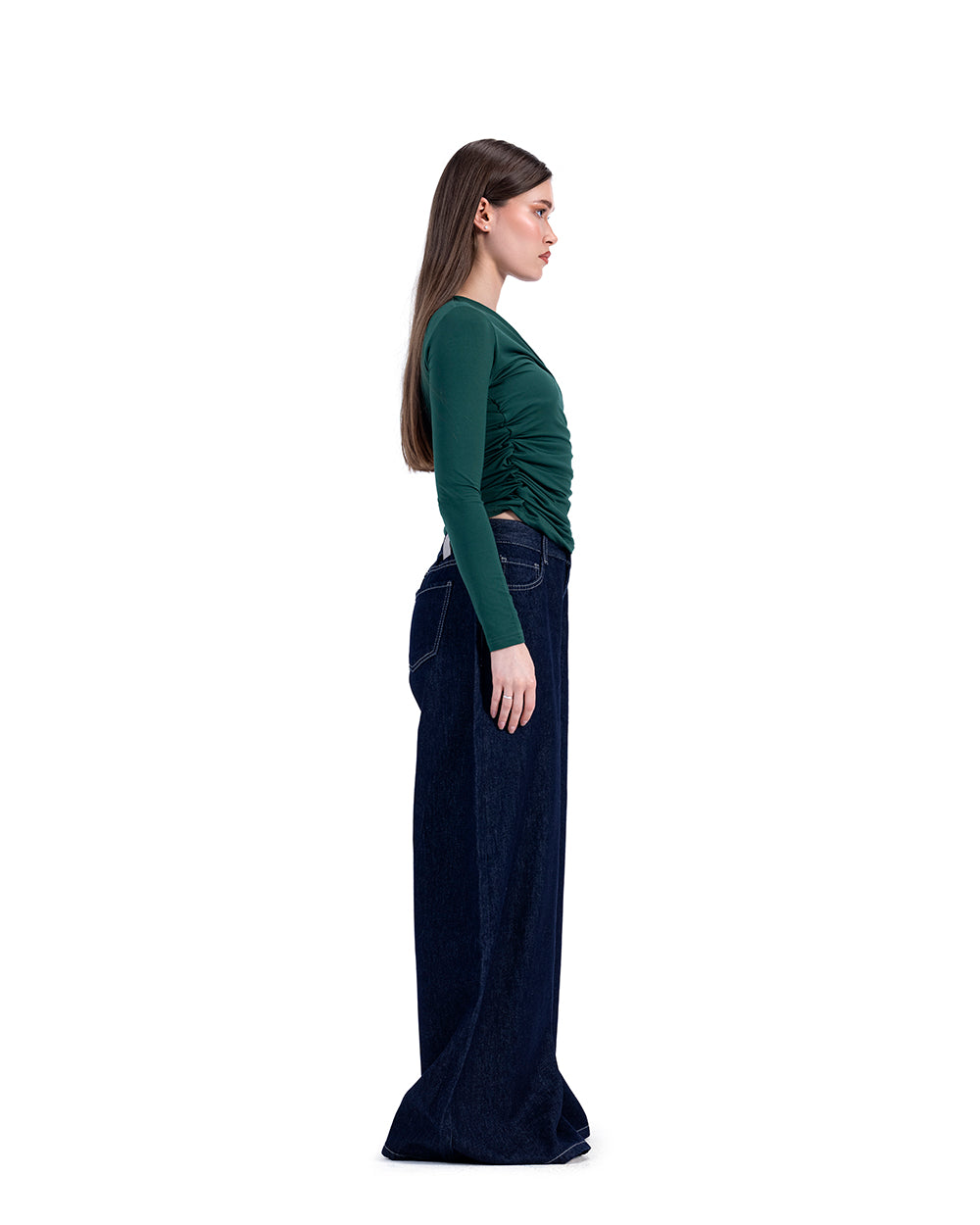 green ruched top