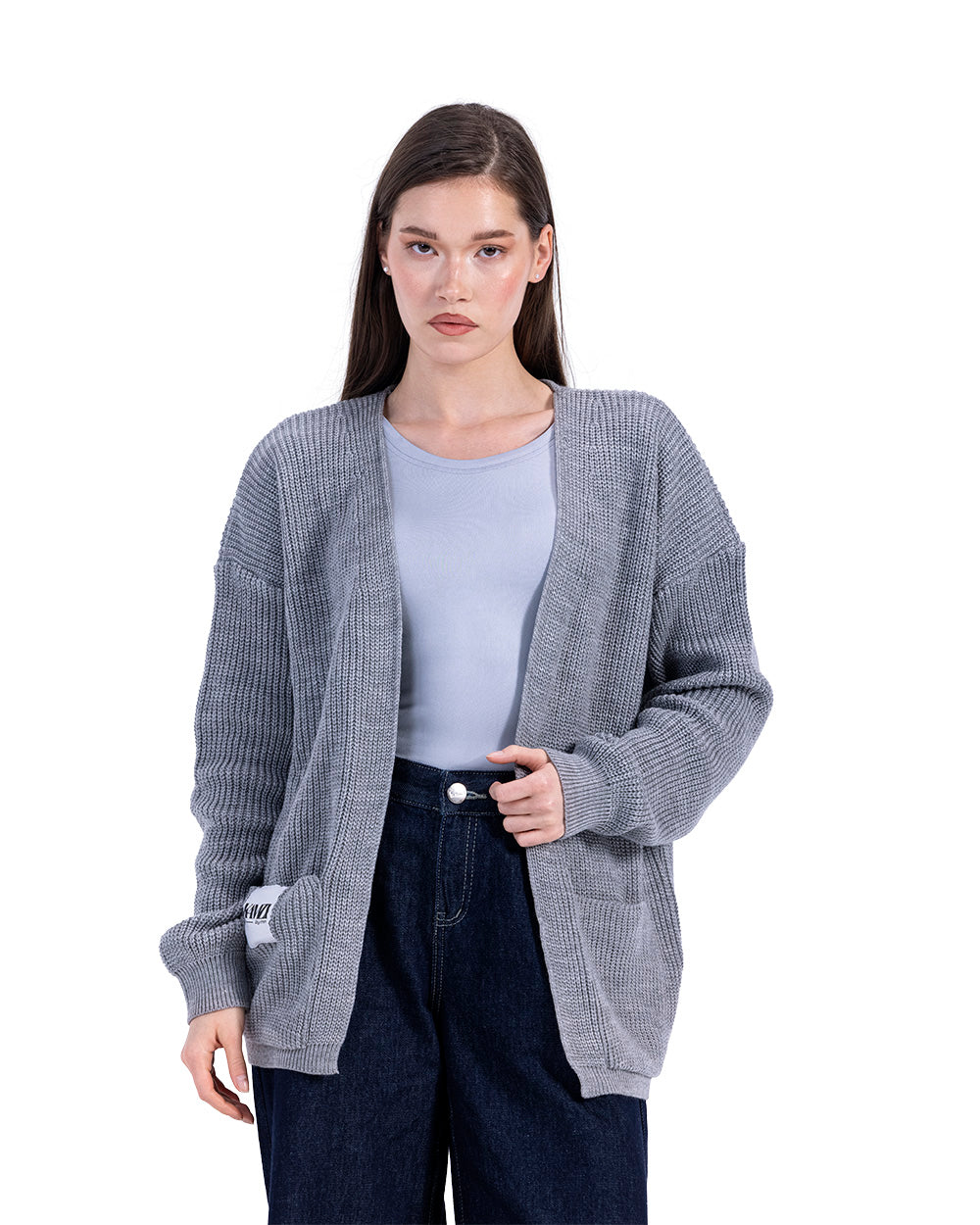 grey soft knitted cardigan