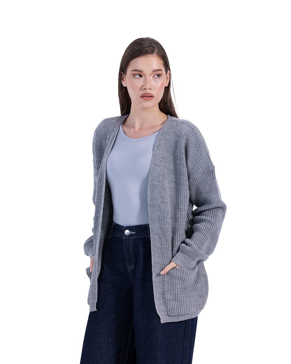 grey soft knitted cardigan