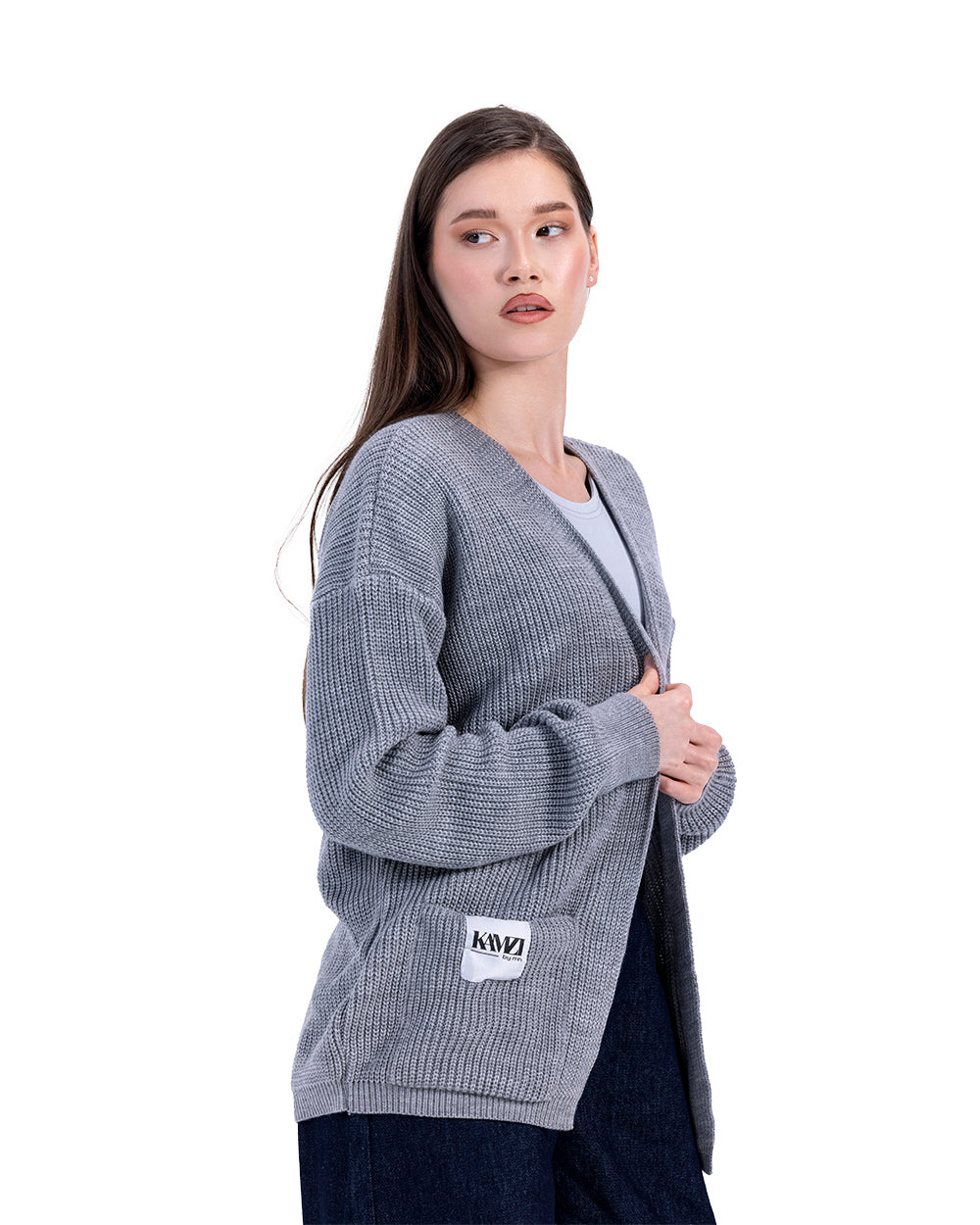 grey soft knitted cardigan