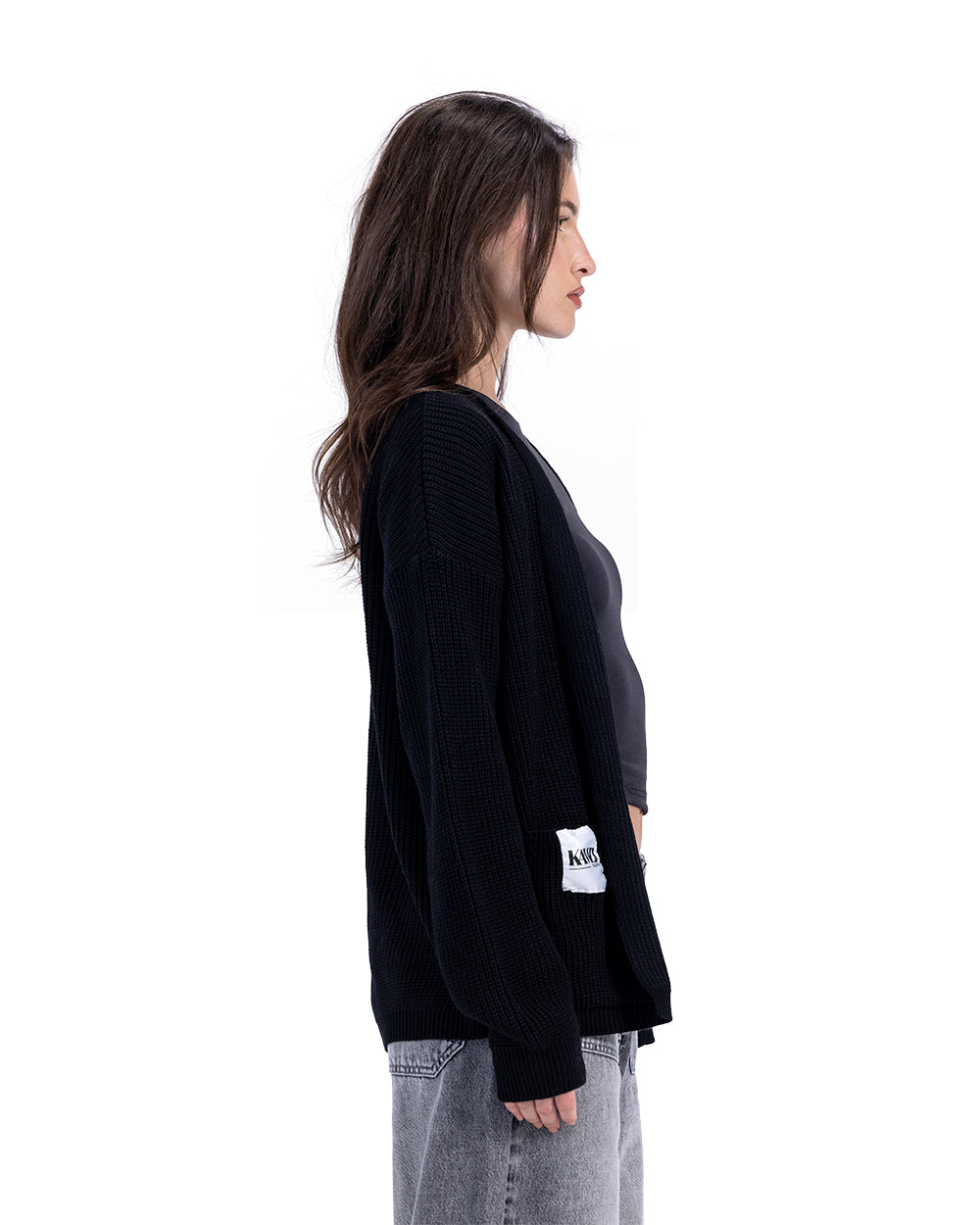 black soft knitted cardigan
