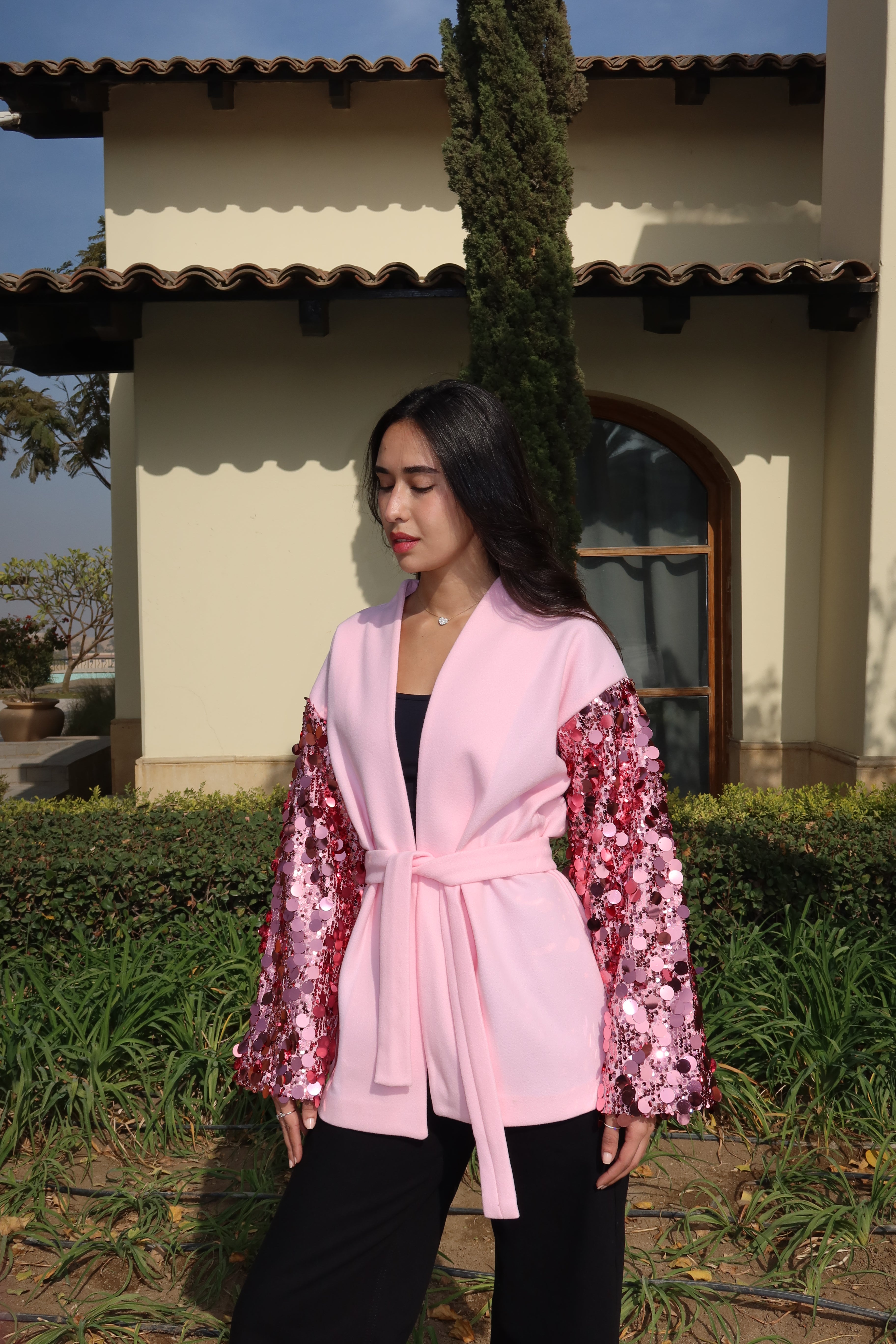 Moonlight Sparkle Cardigan In Pink