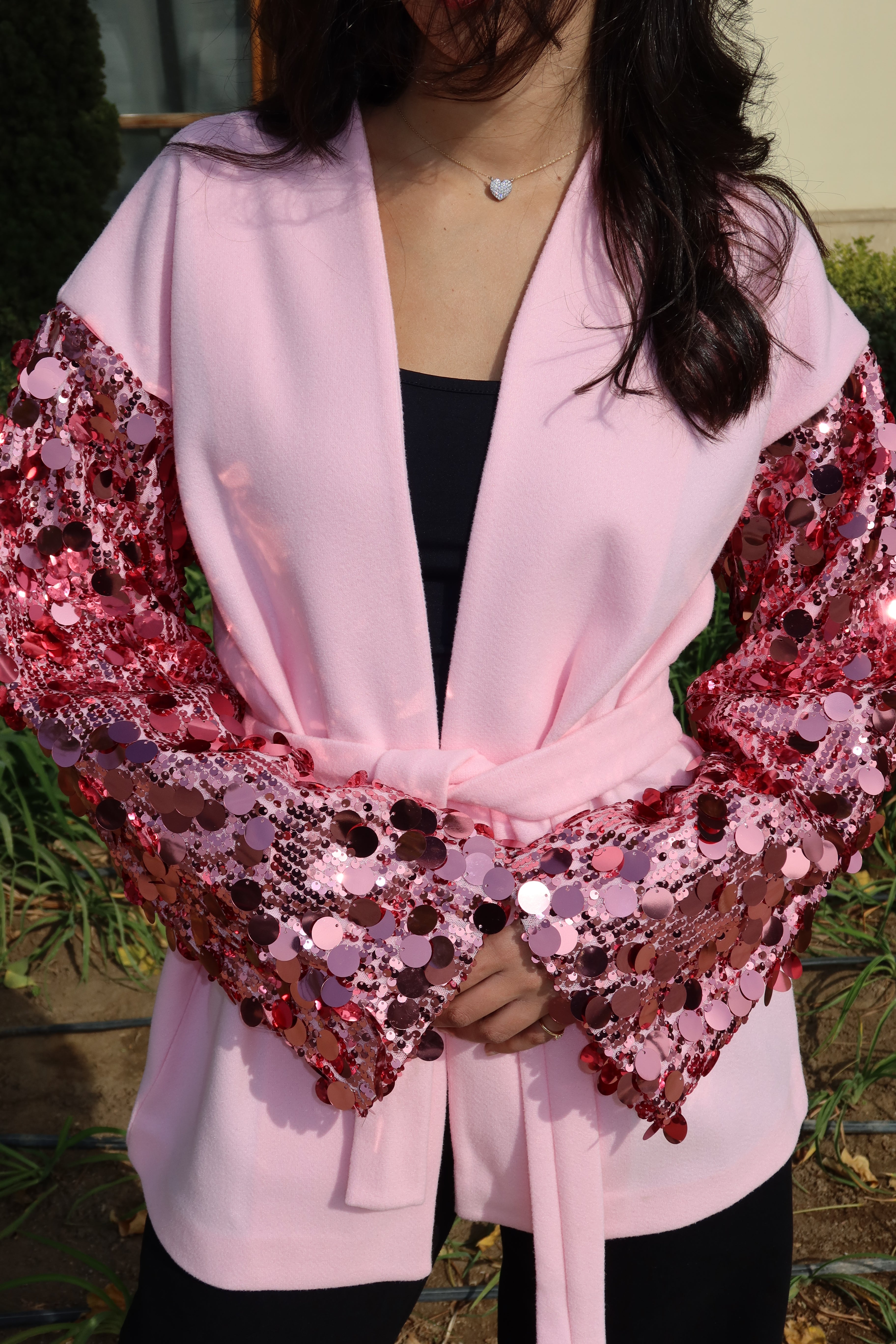 Moonlight Sparkle Cardigan In Pink
