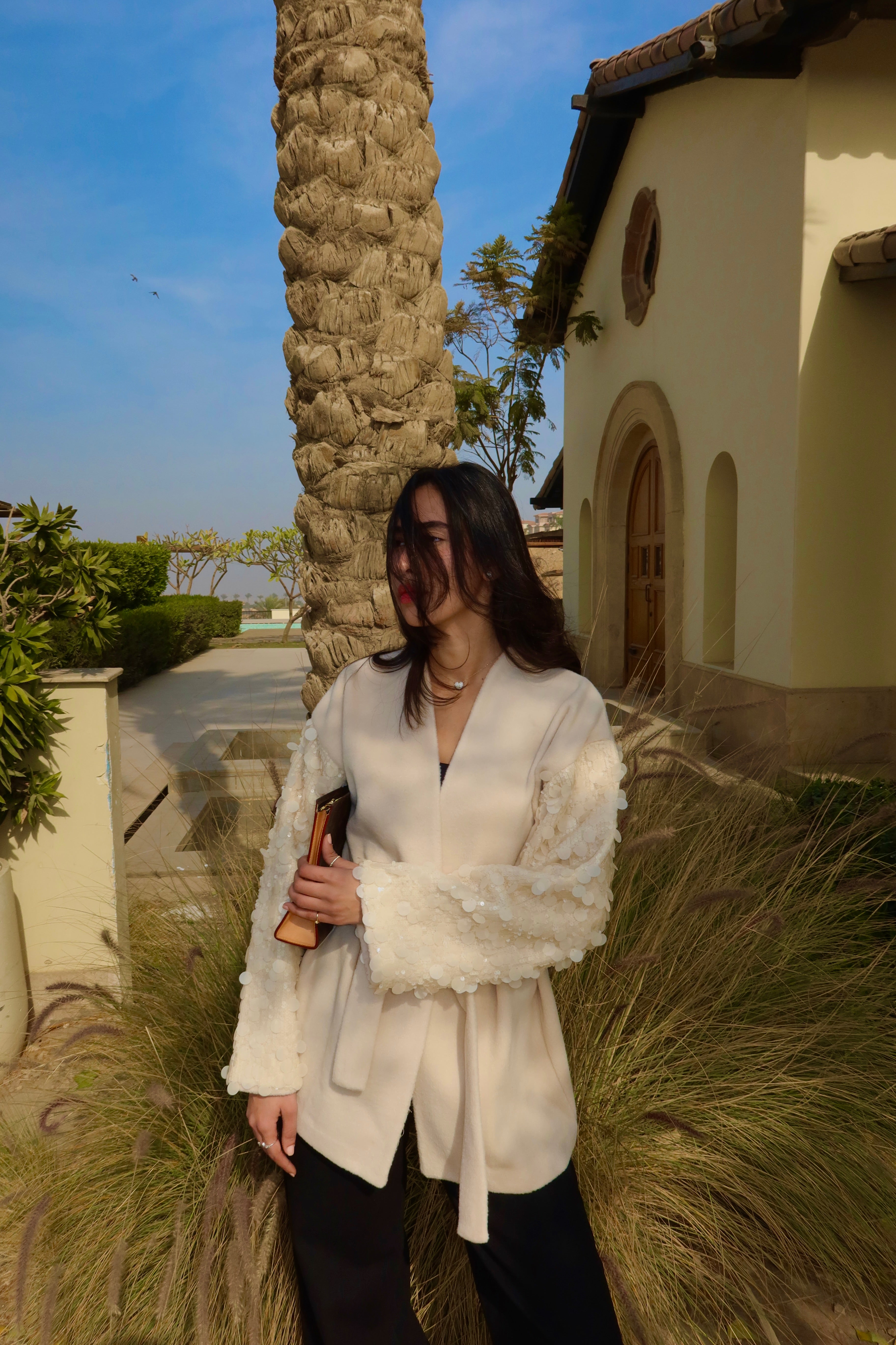 Moonlight Sparkle Cardigan In Beige