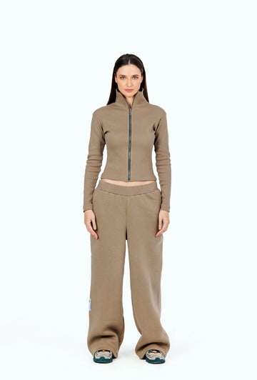 brown zipper jacket