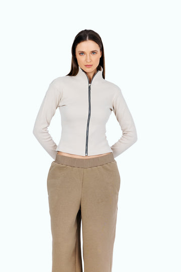 nude zipper jacket
