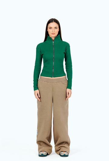 green zipper jacket