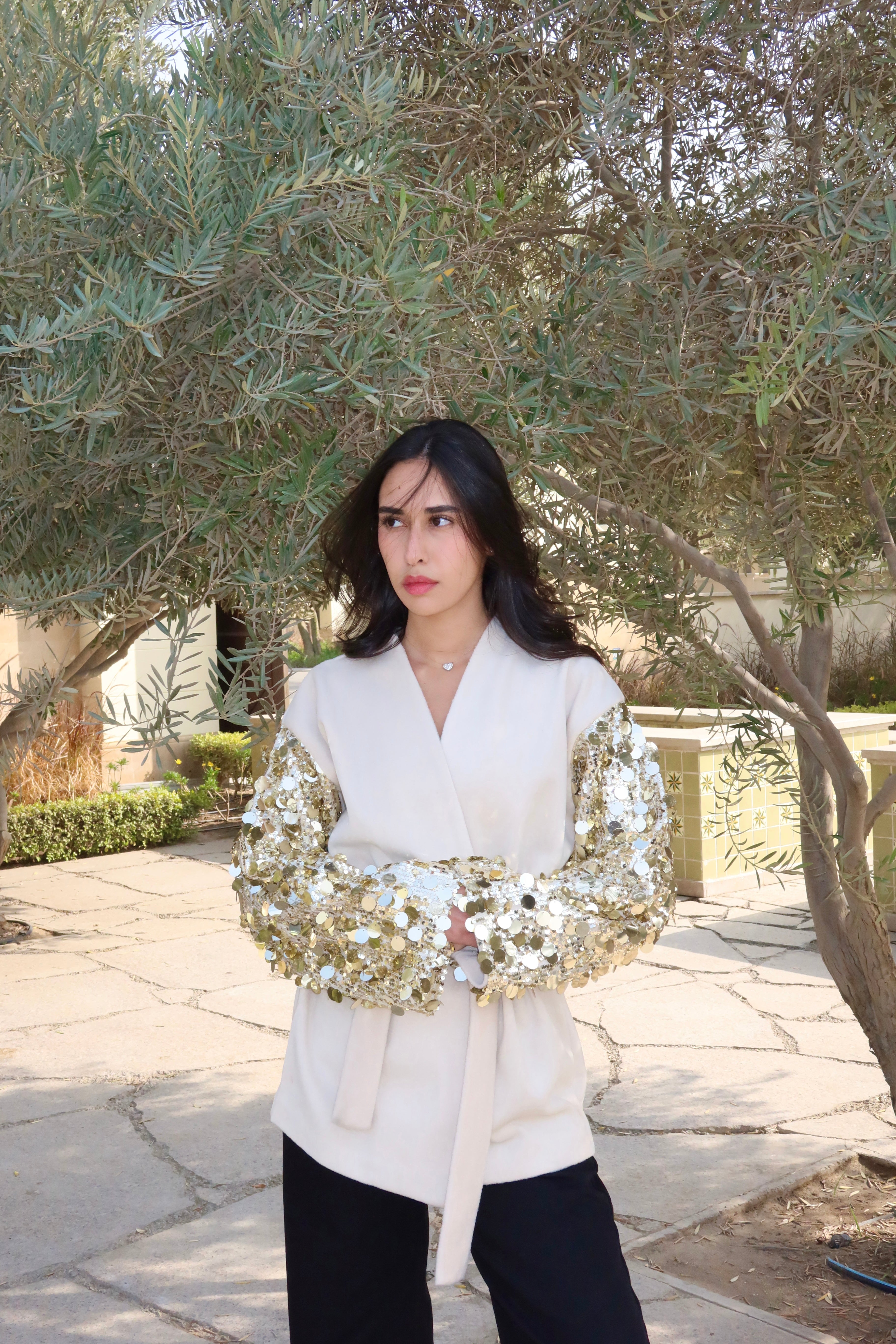 Moonlight Sparkle Cardigan In Gold