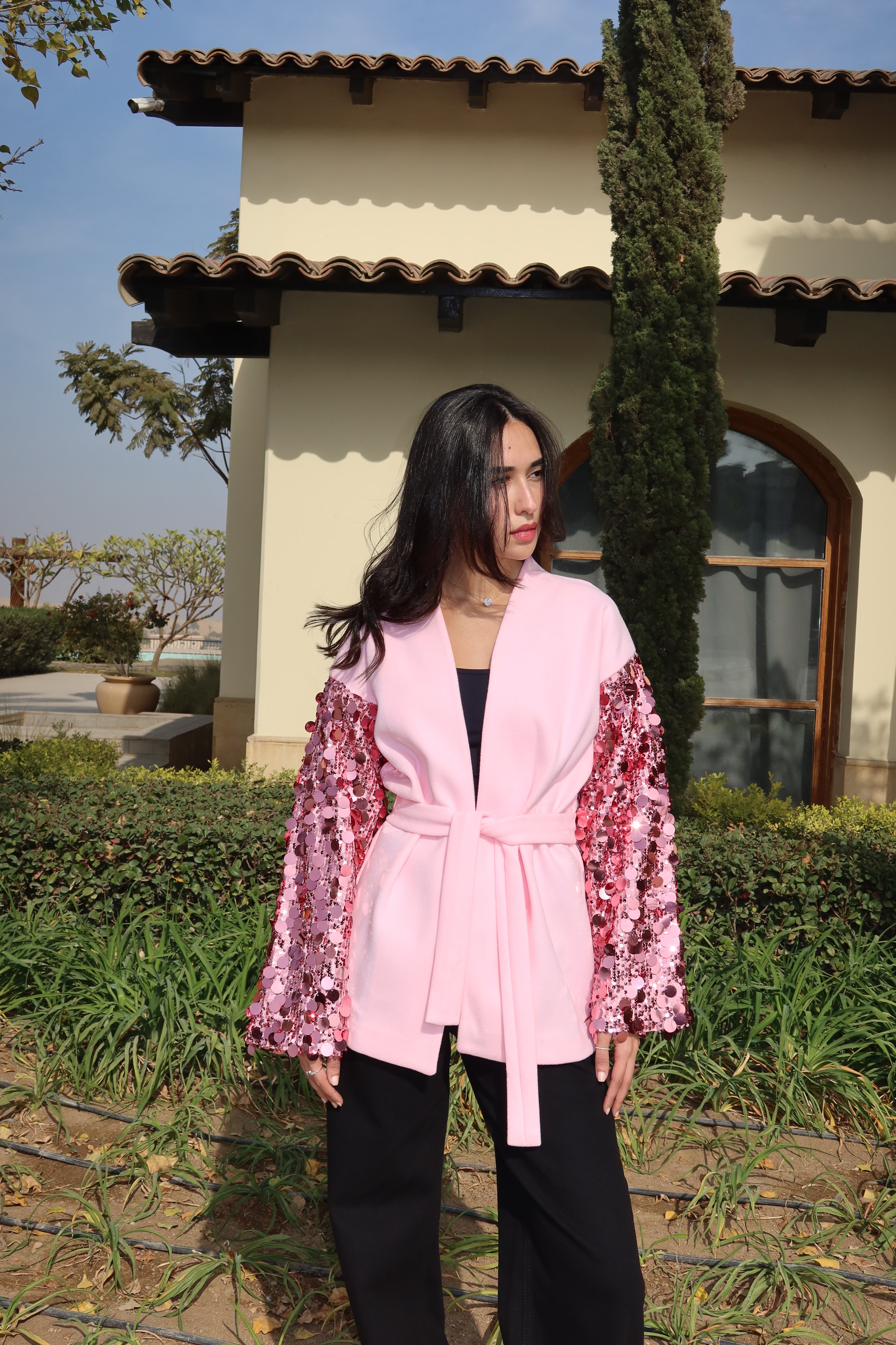 Moonlight Sparkle Cardigan In Pink