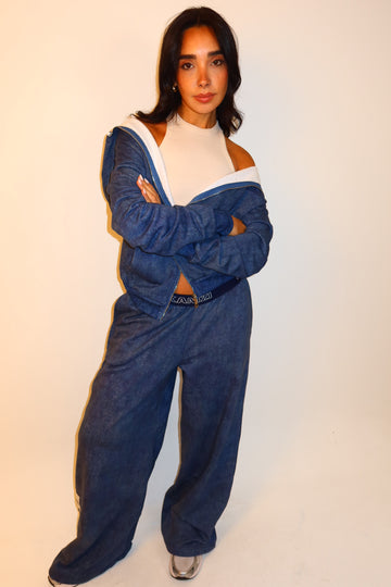 kamzi Ash Wash In Blue Wide Leg