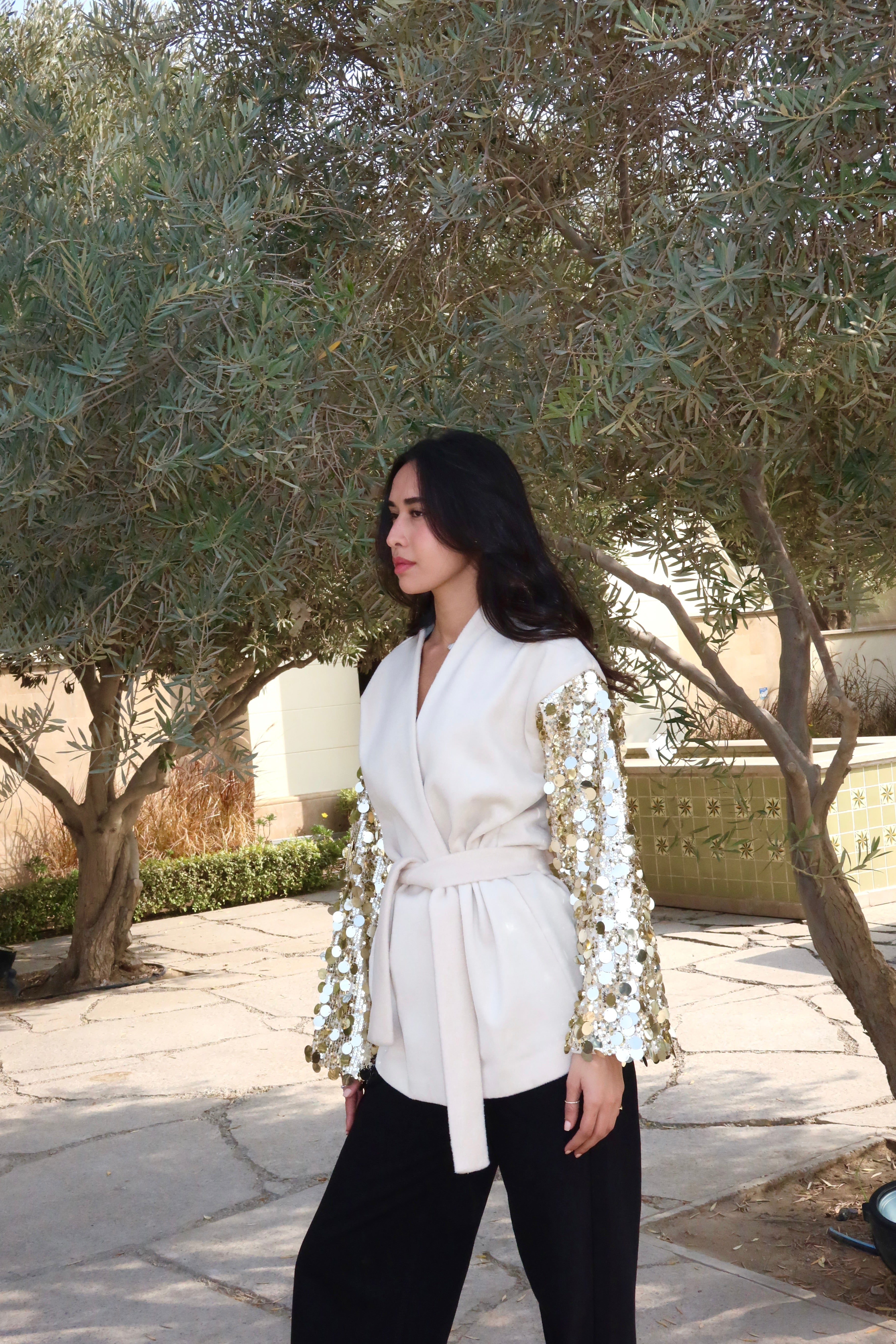 Moonlight Sparkle Cardigan In Gold