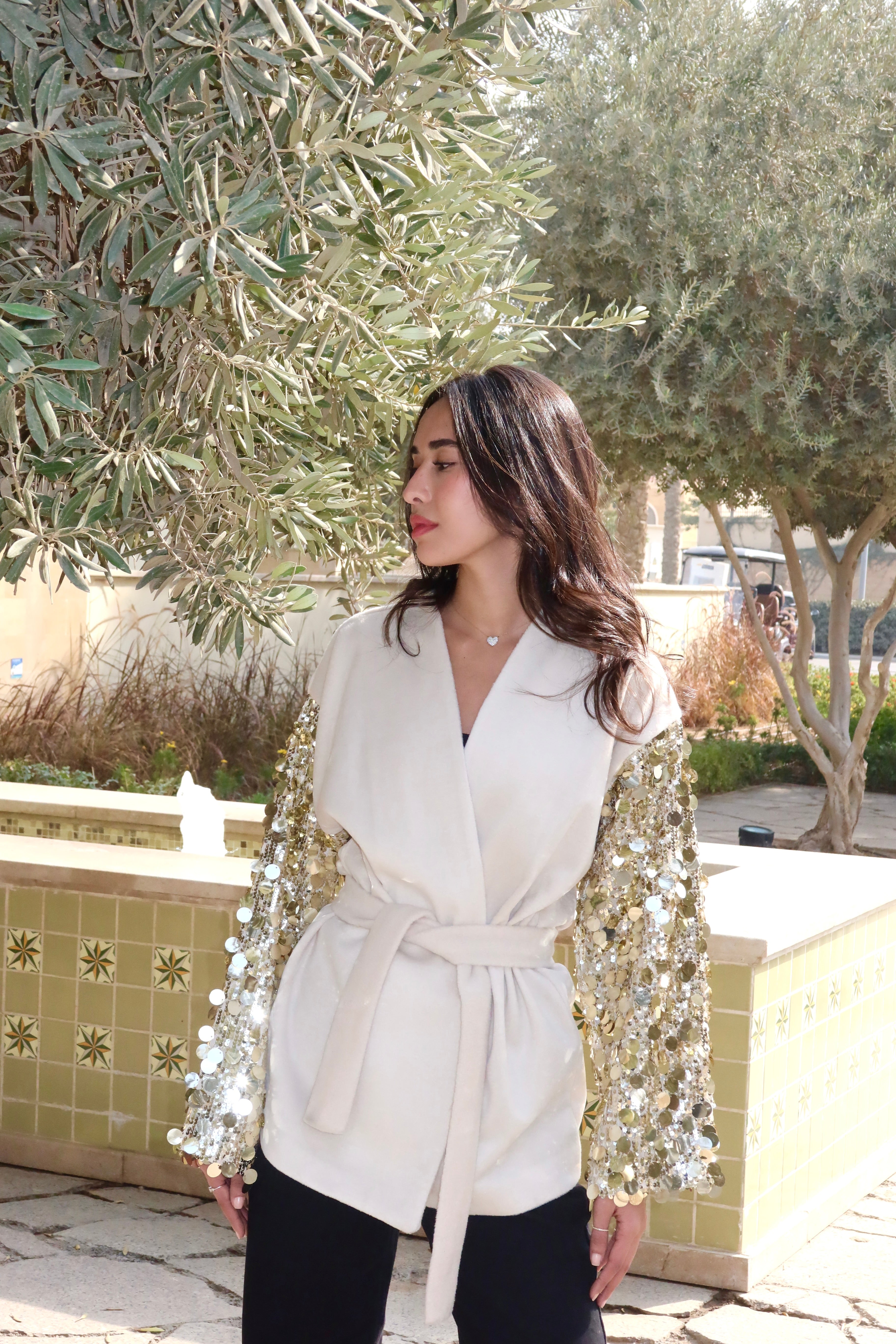 Moonlight Sparkle Cardigan In Gold