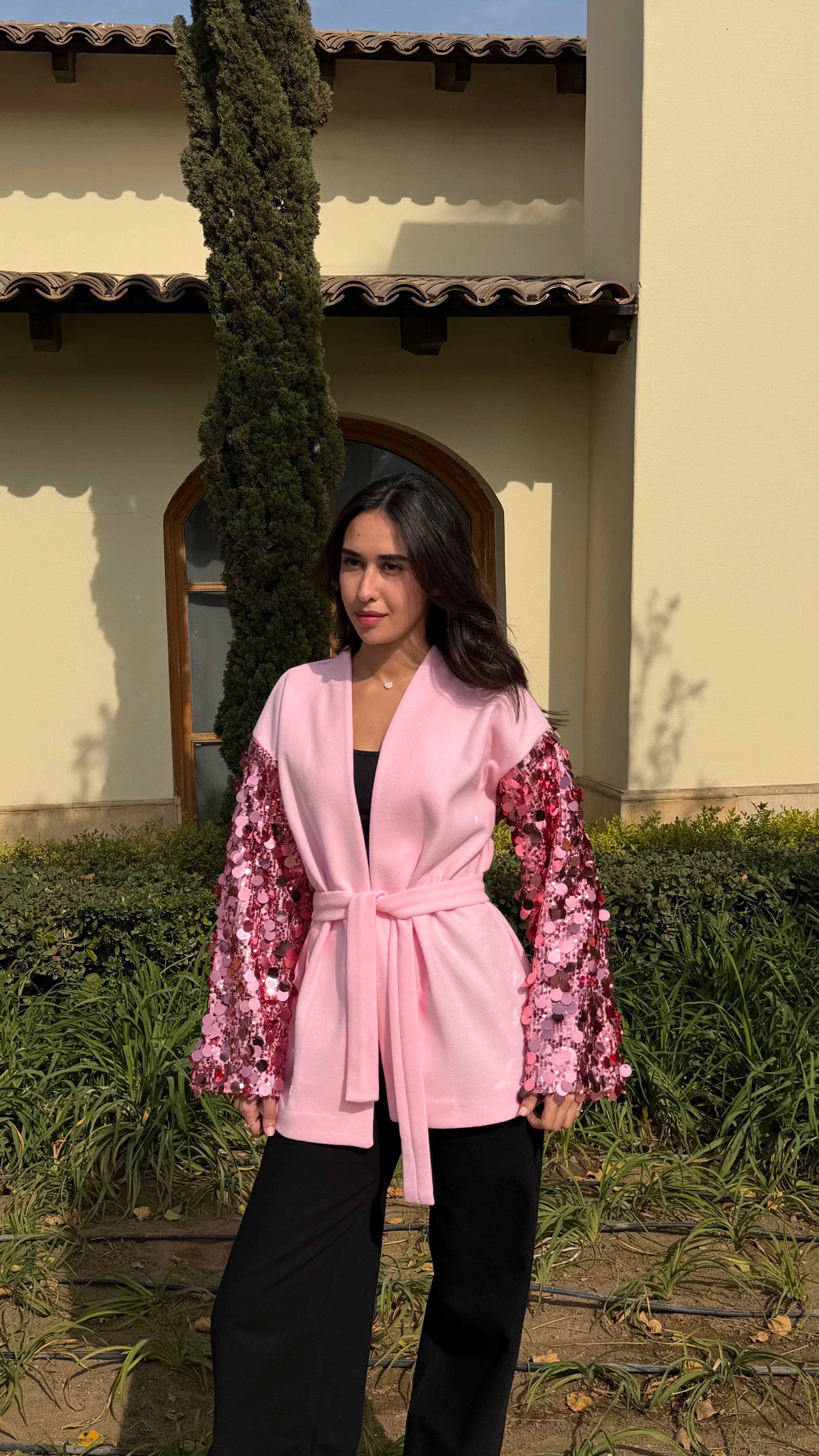 Moonlight Sparkle Cardigan In Pink