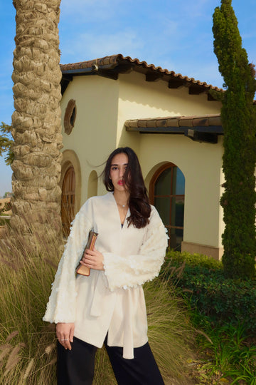 Moonlight Sparkle Cardigan In Beige