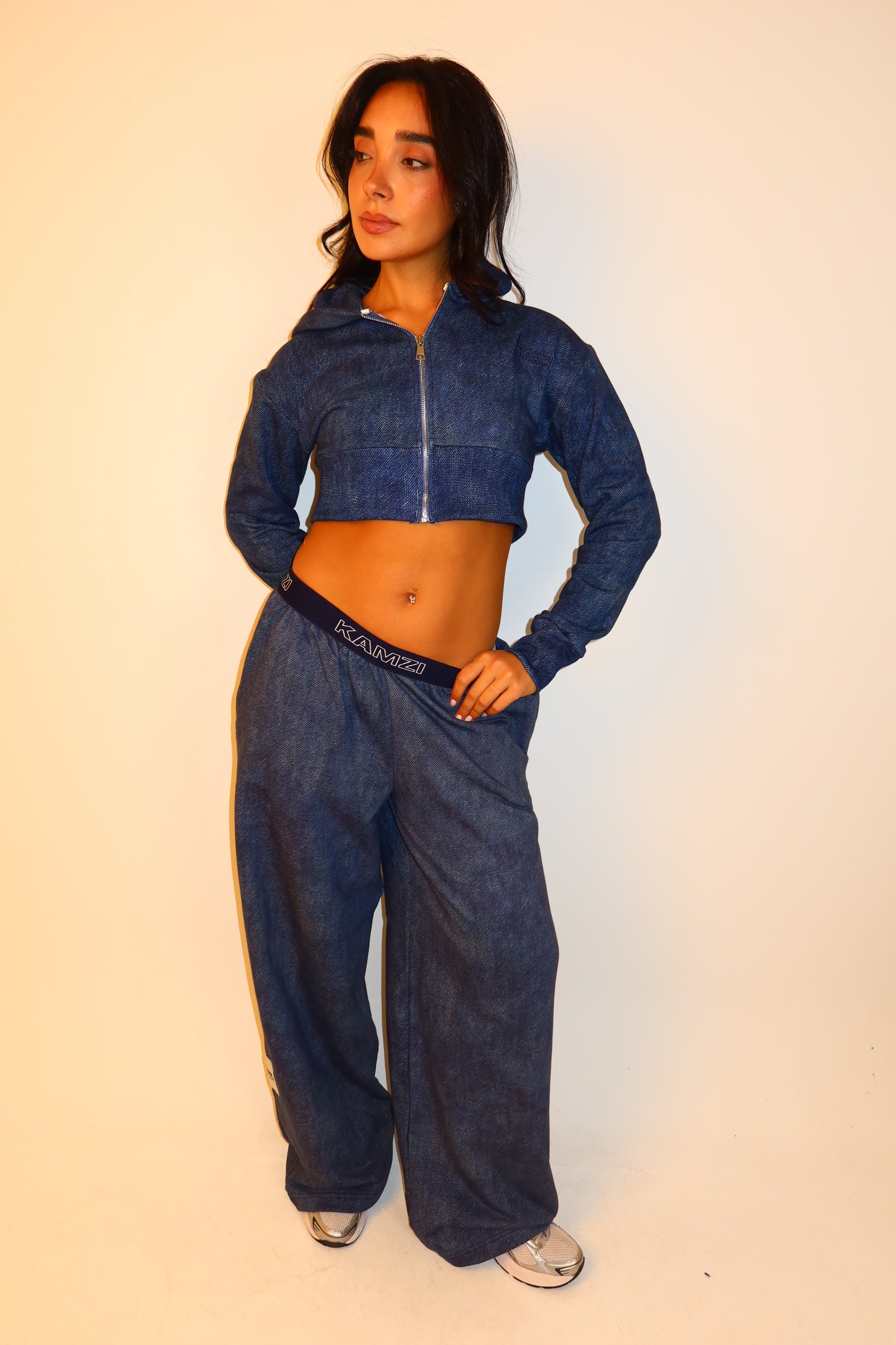 kamzi Ash Wash In Blue Wide Leg
