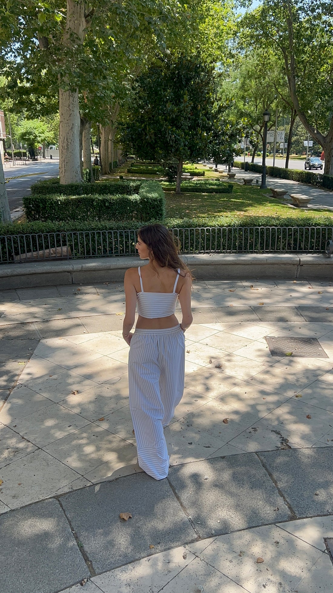 White high waisted Striped Pants