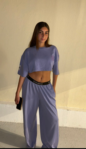 Dark purple cropped shirt