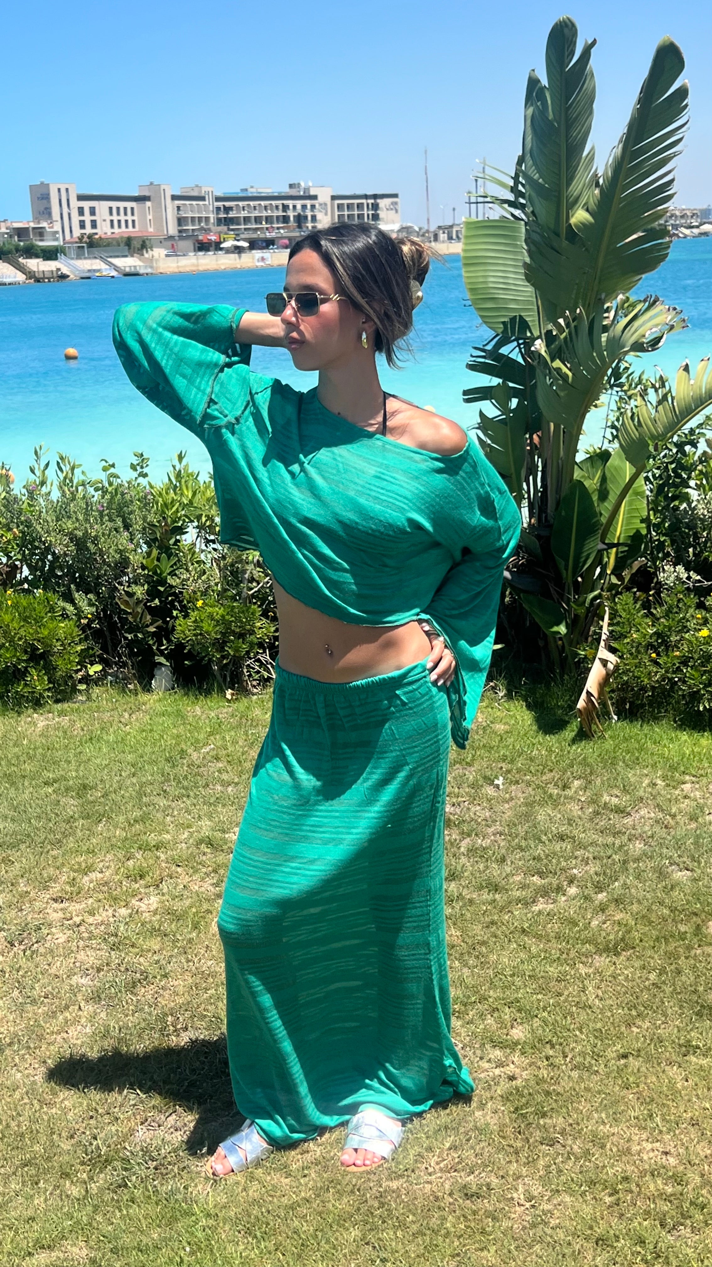 Green Beach Cover up Set