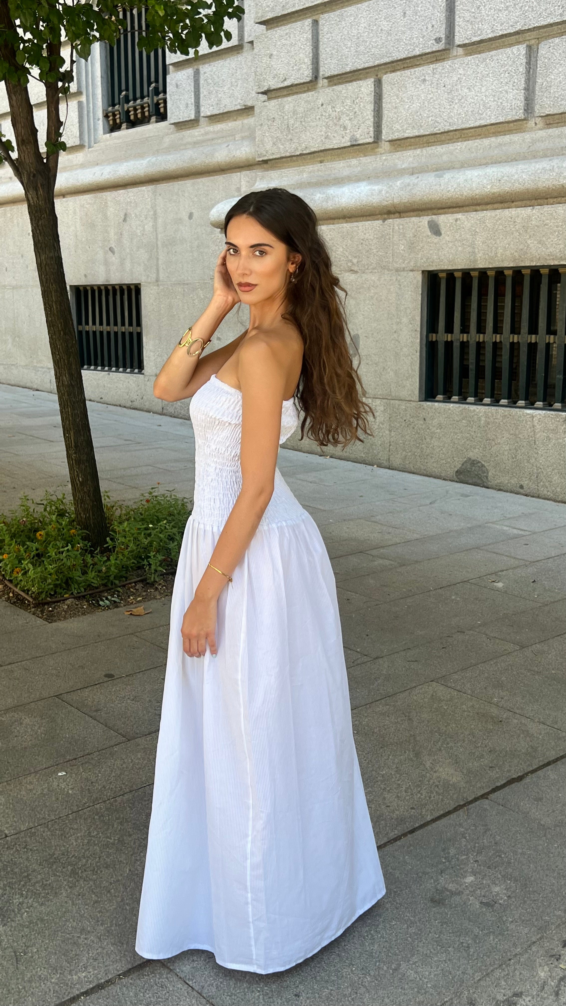 Flatter Dress In White