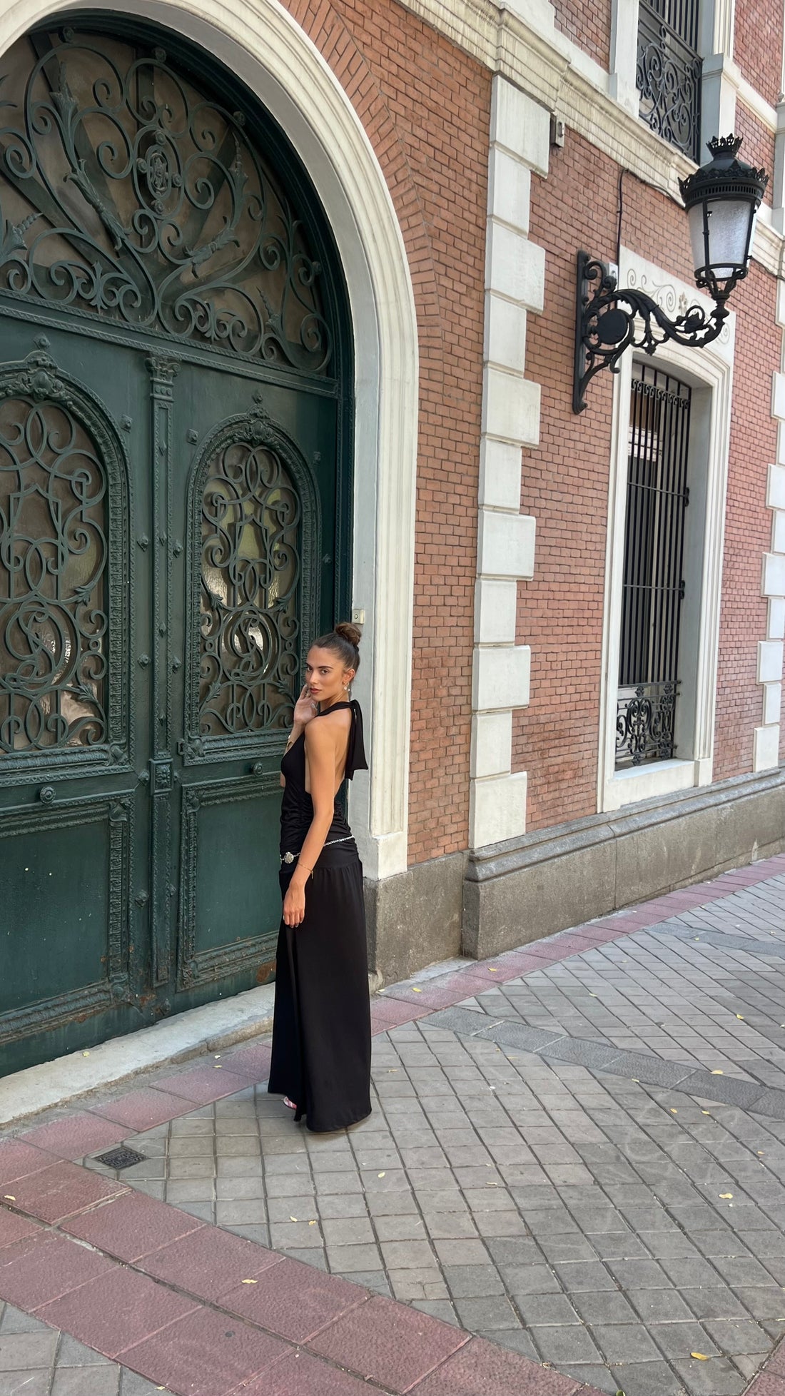 Ruched Halter Dress In Black