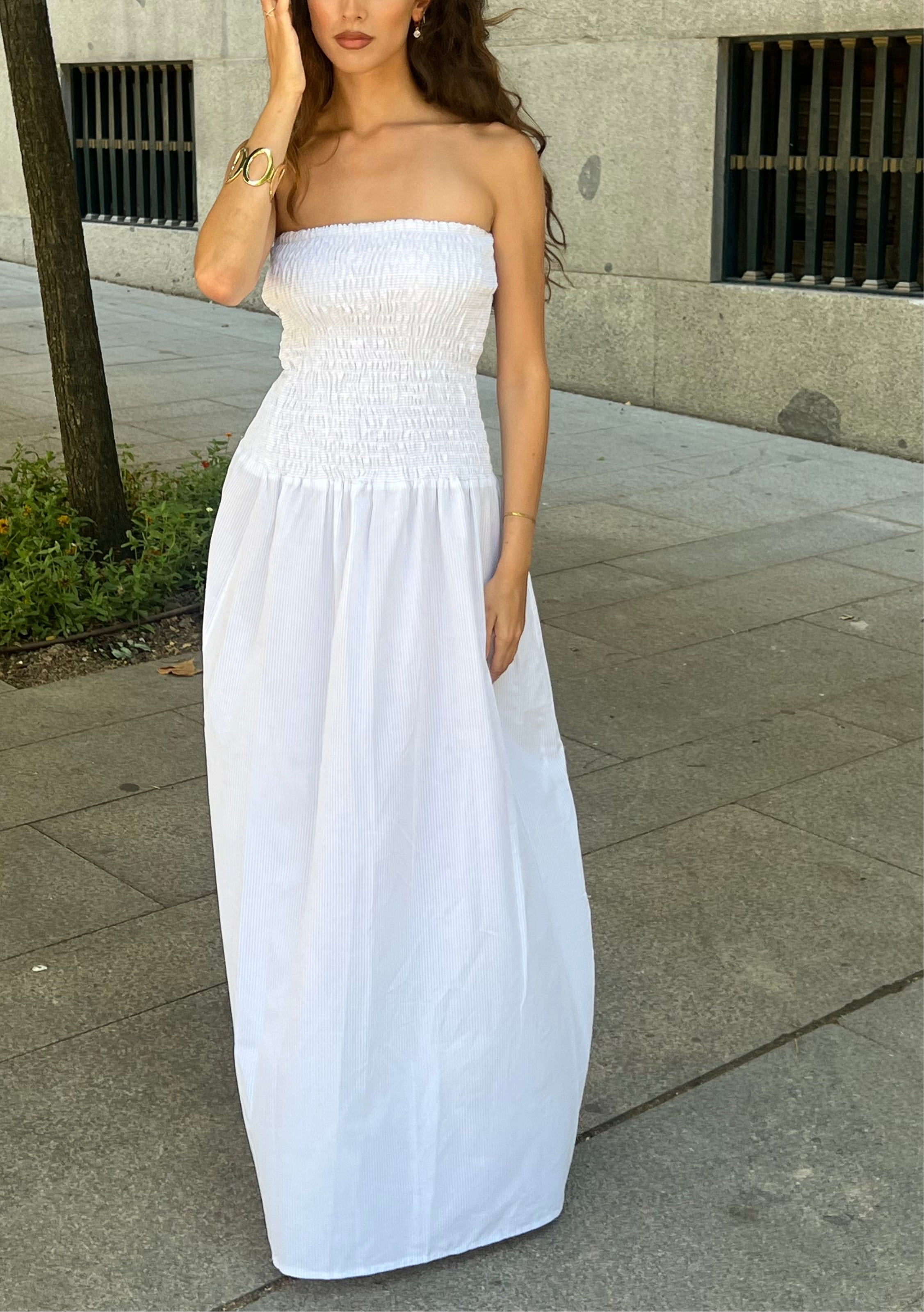 Flatter Dress In White