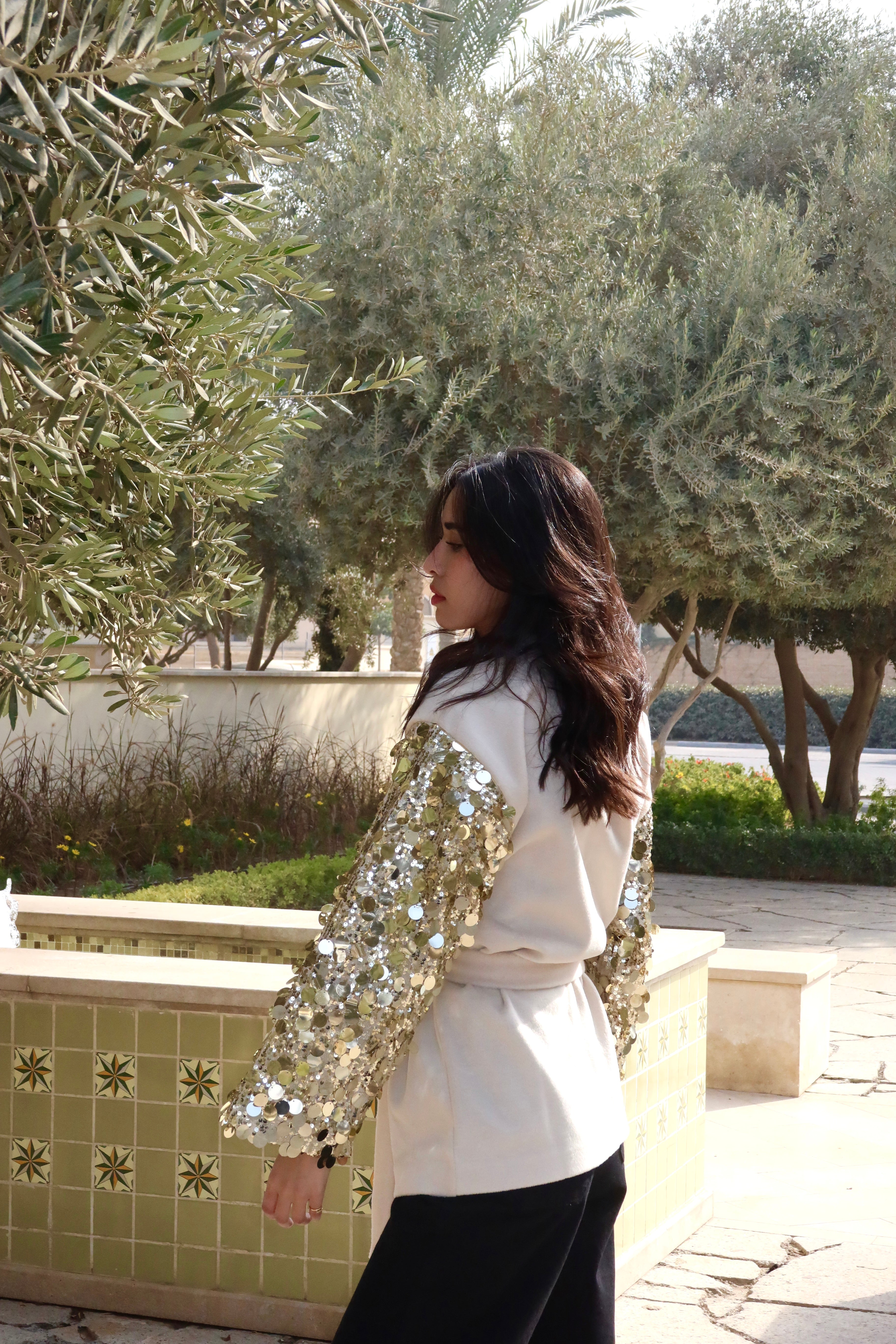 Moonlight Sparkle Cardigan In Gold