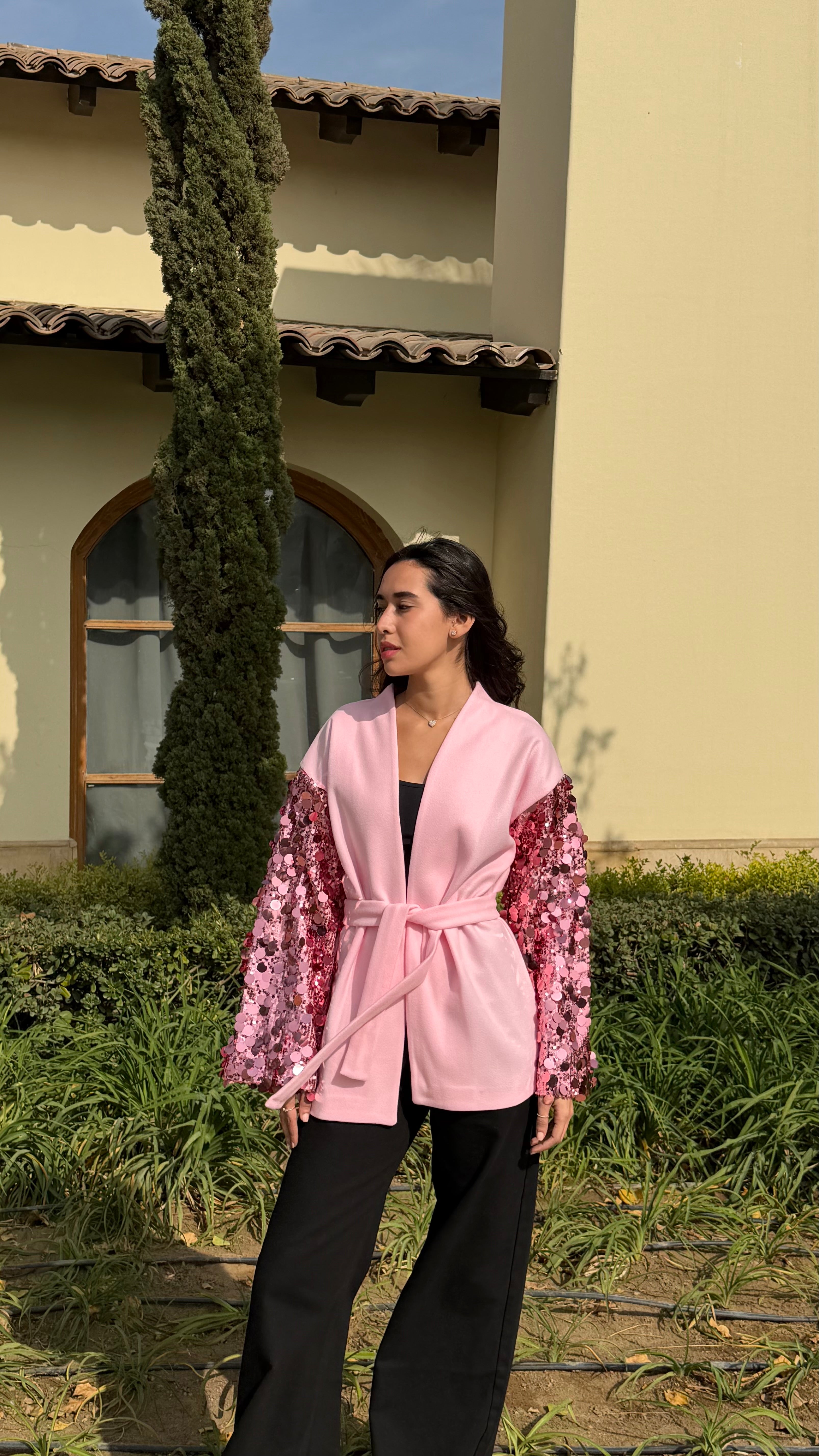 Moonlight Sparkle Cardigan In Pink