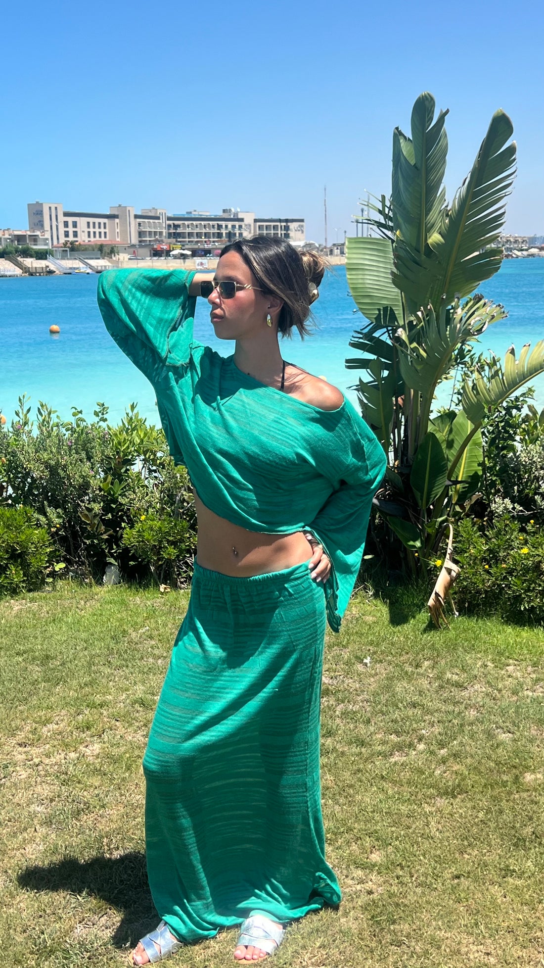 Green Beach Cover up Set