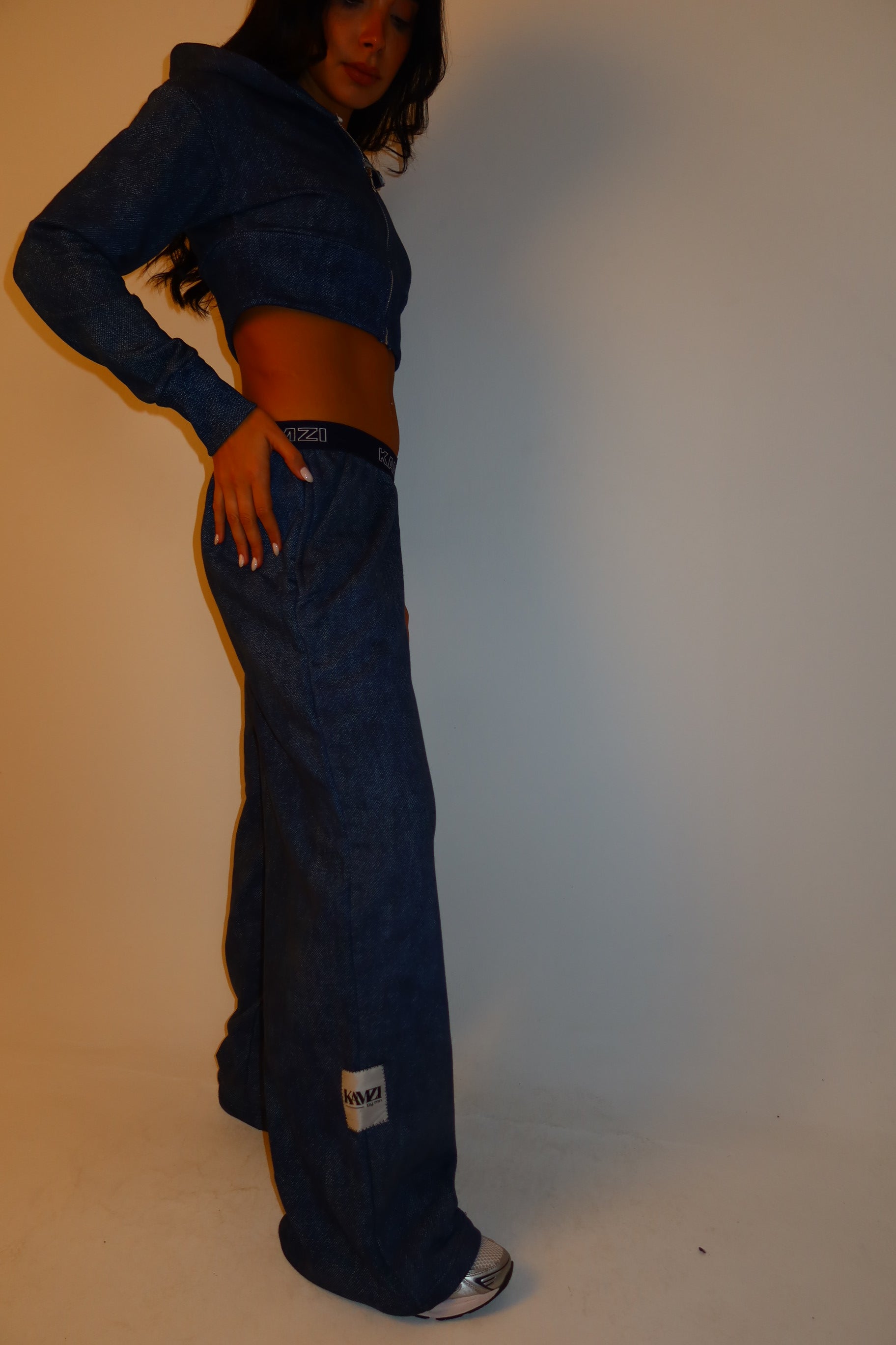 kamzi Ash Wash In Blue Wide Leg