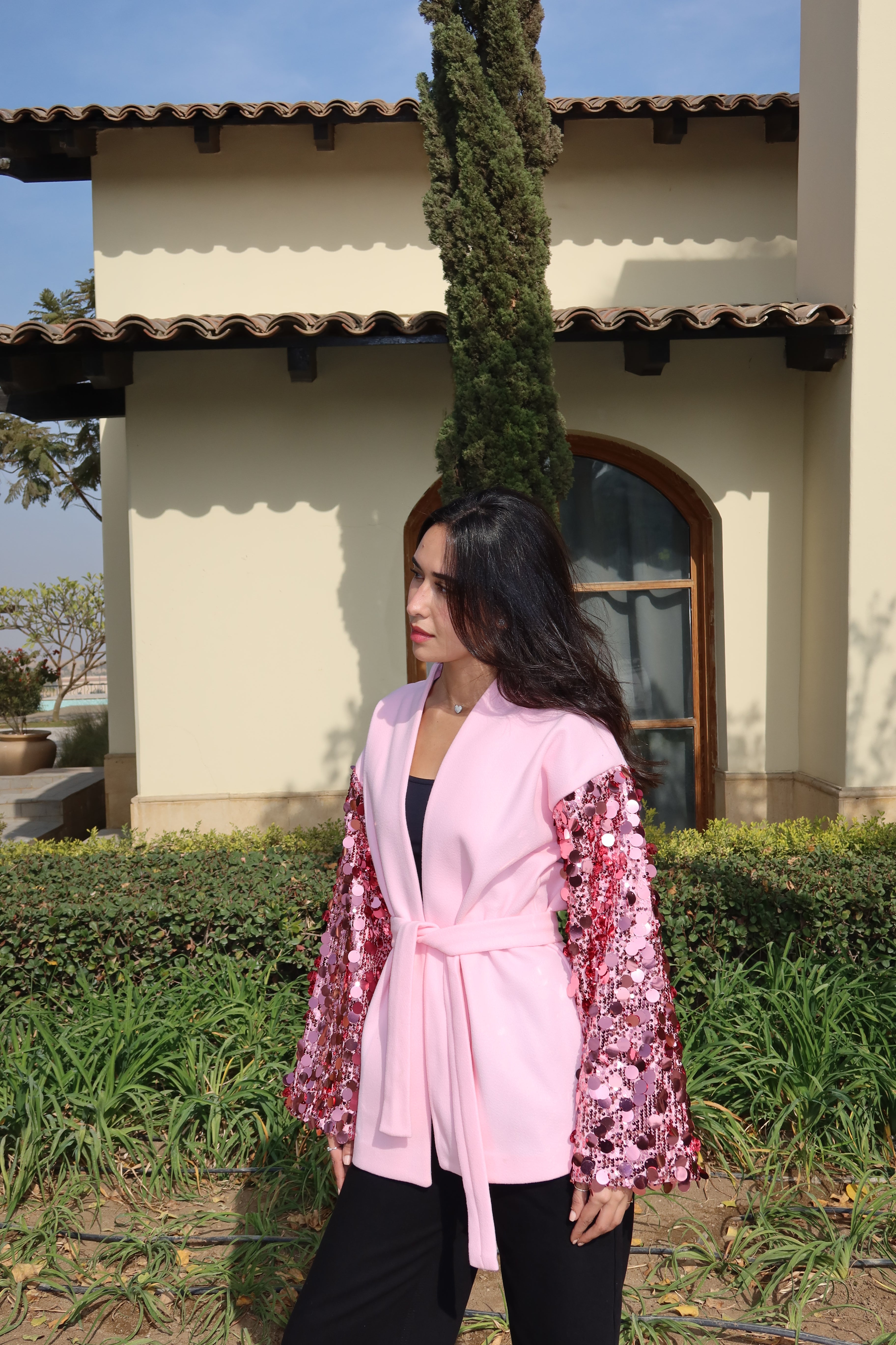 Moonlight Sparkle Cardigan In Pink