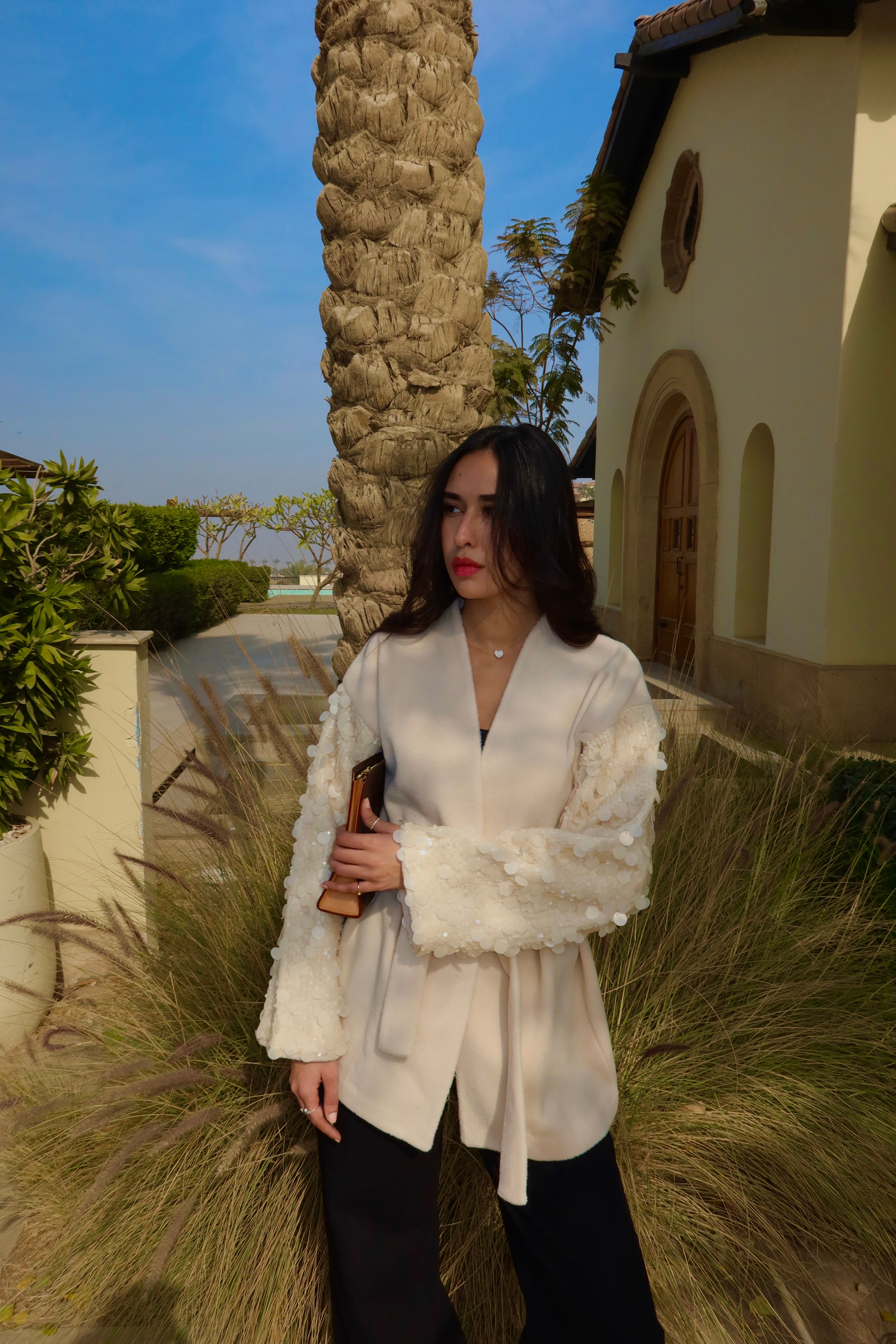 Moonlight Sparkle Cardigan In Beige