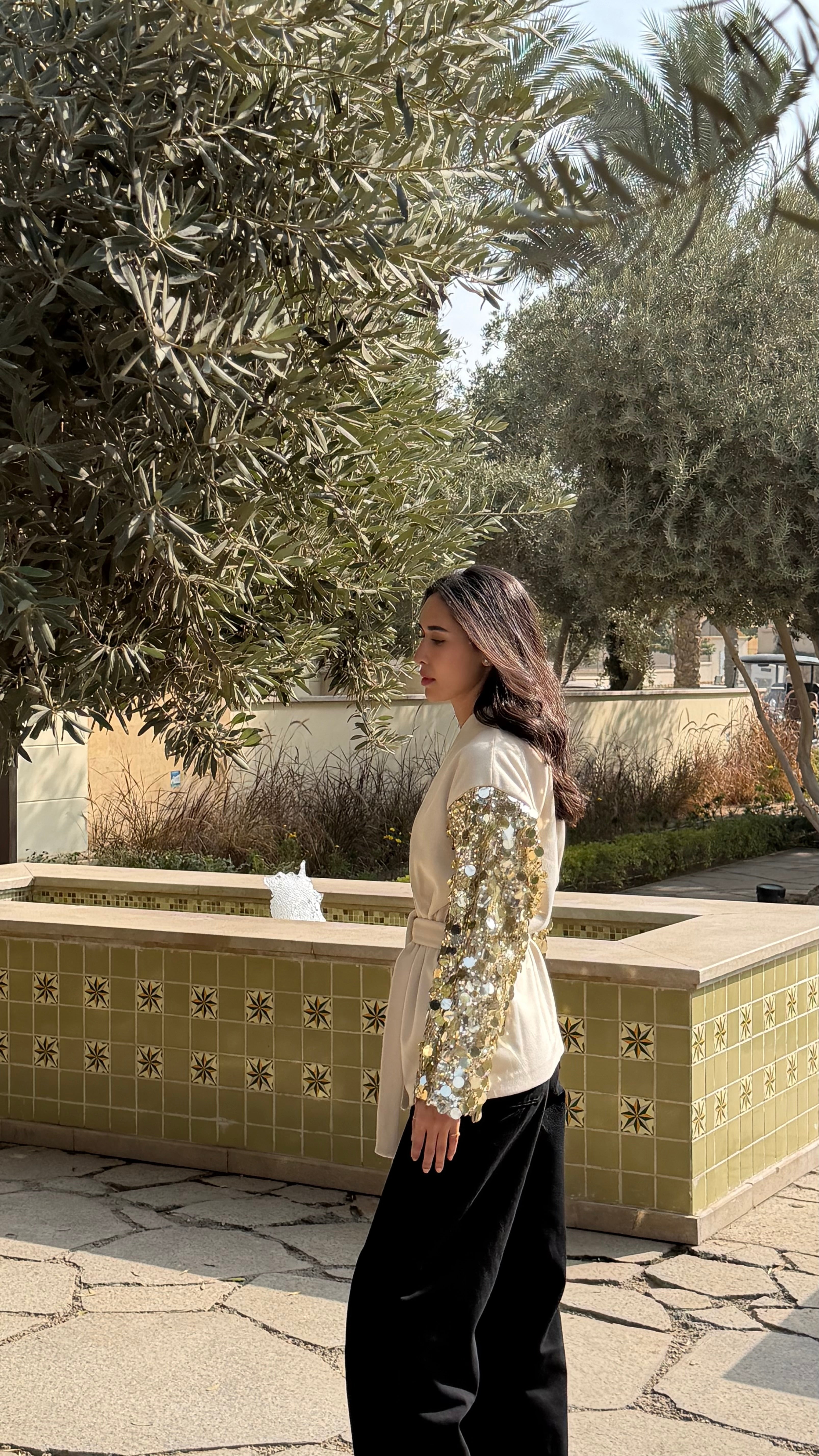 Moonlight Sparkle Cardigan In Gold