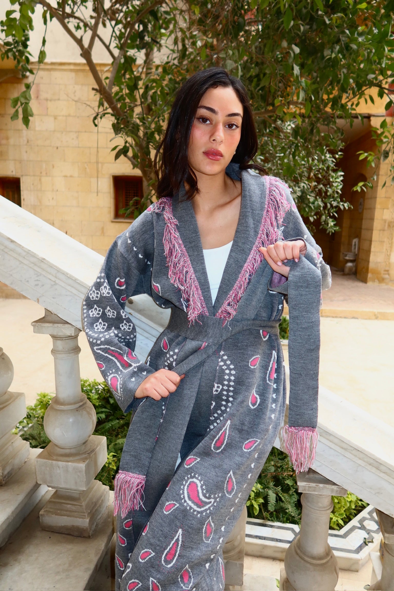 Gray Statement Knit Cardigan