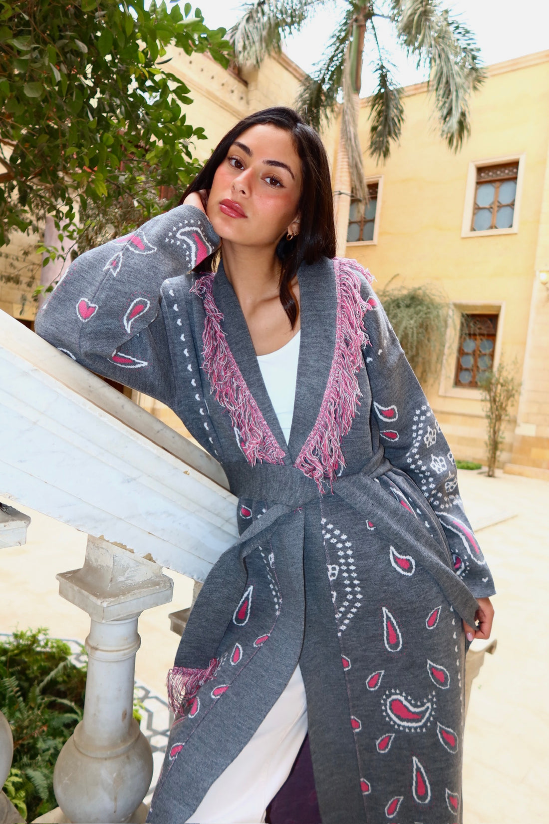 Gray Statement Knit Cardigan