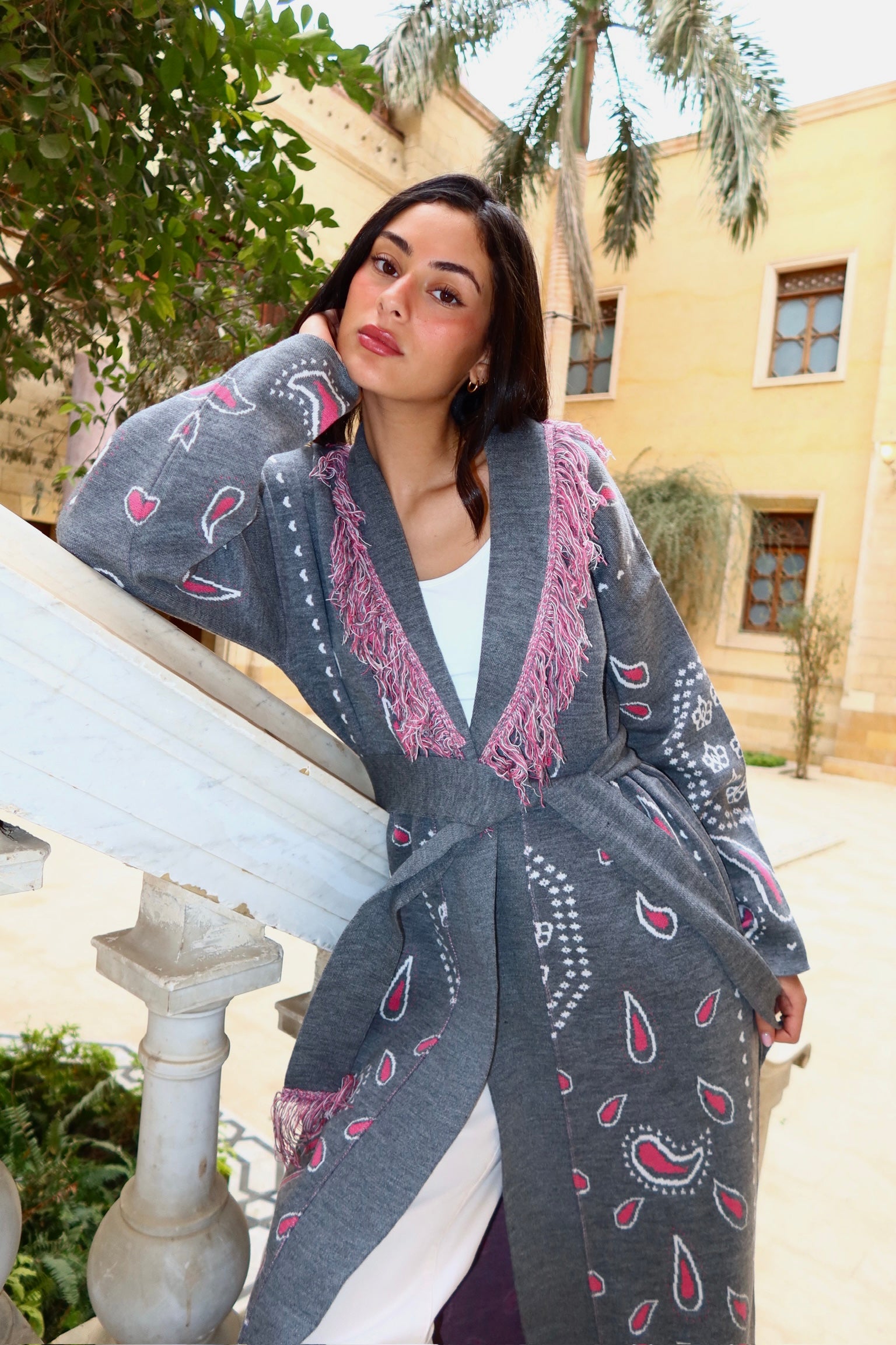 Gray Statement Knit Cardigan