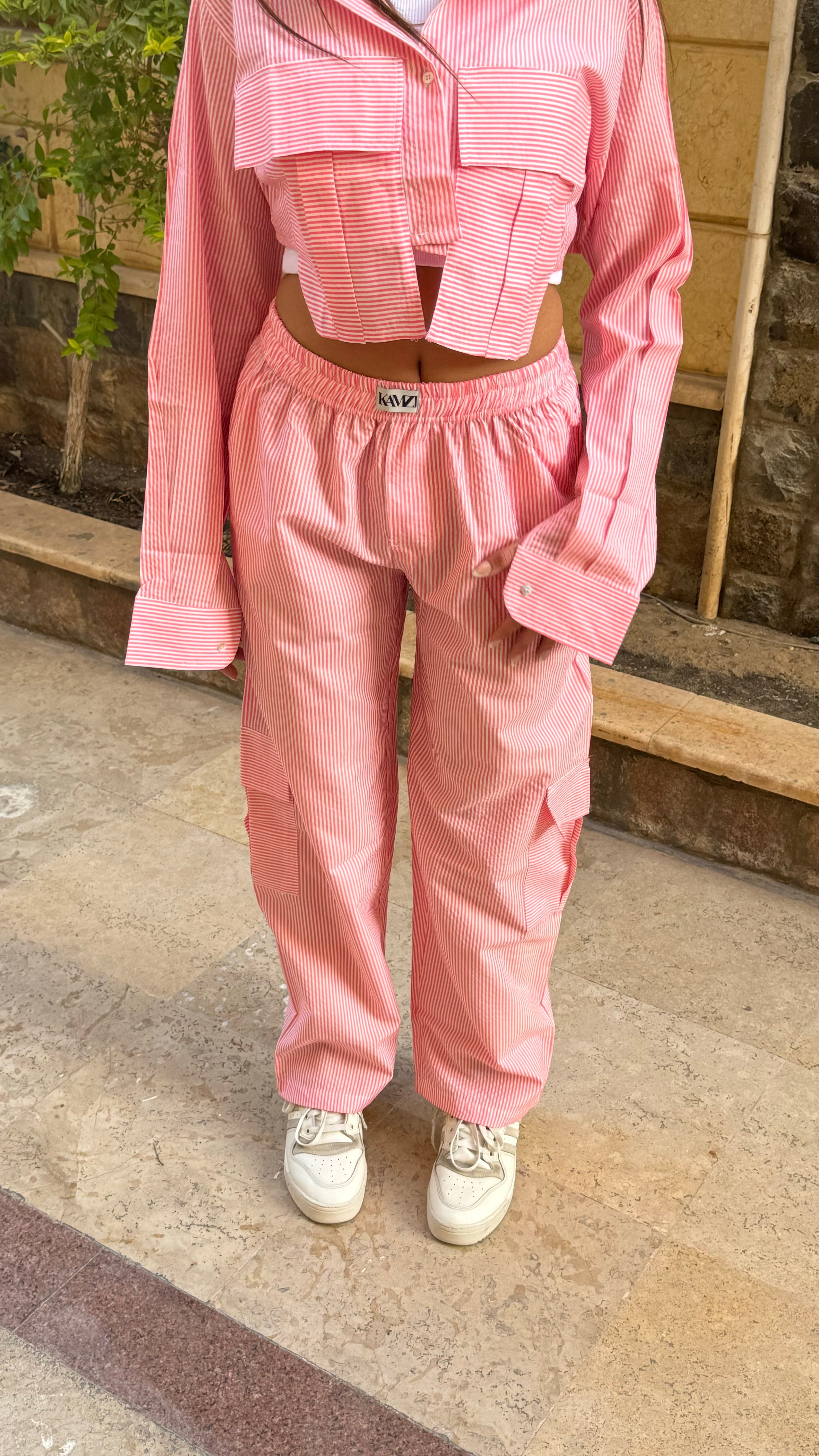 pink striped pants