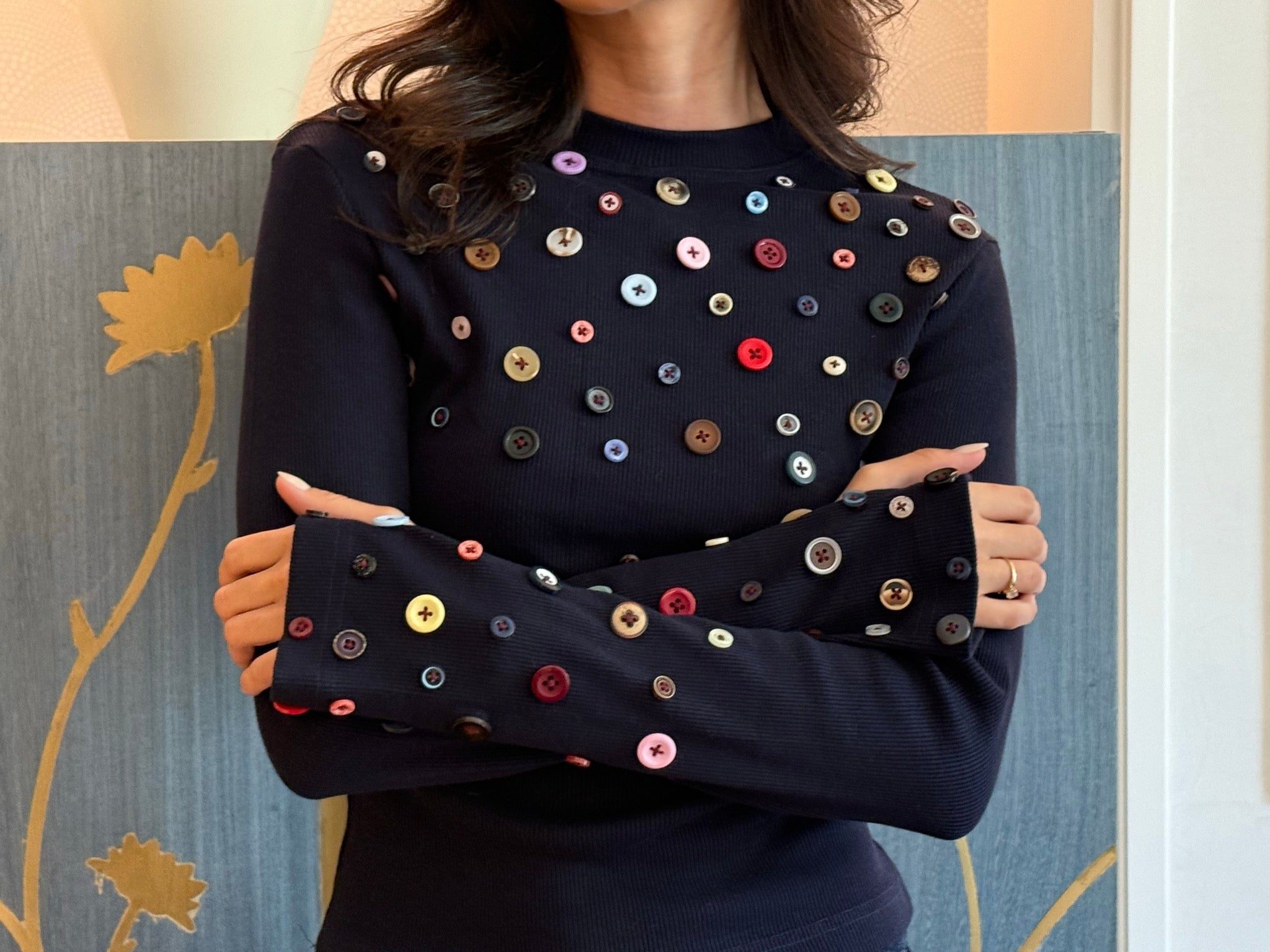 Button Embellished long sleeve top