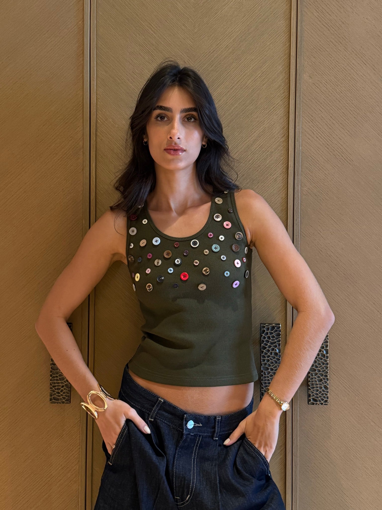 Button Embellished Top