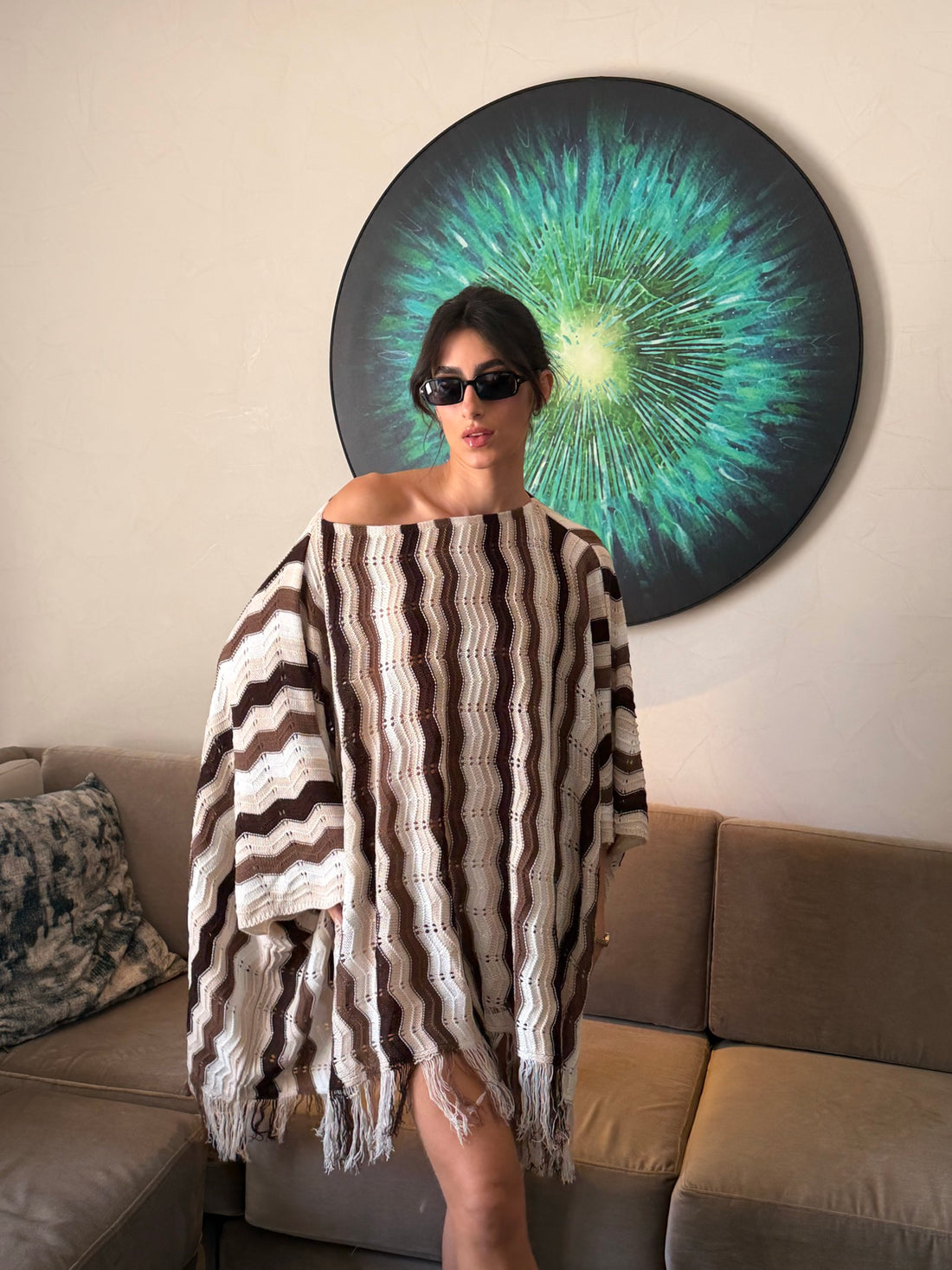 Wiggly Waves cape in creme